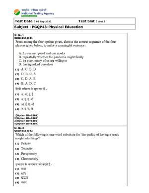 CUET (PG) 2022: PGQP-43 Physical Education (03-09-2022) Question Paper