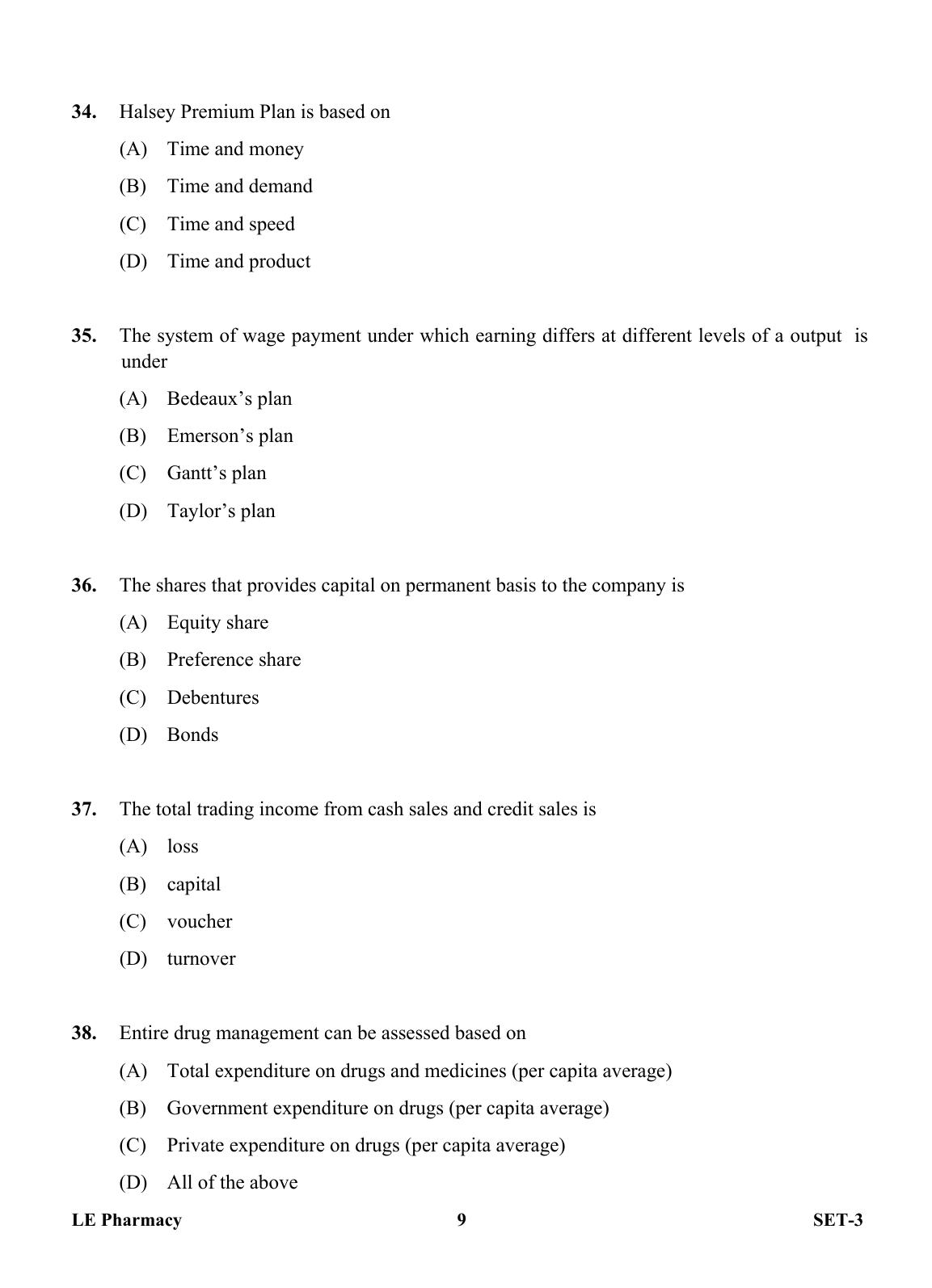 OJEE 2013 LE Pharm Set 3 Question Paper - Page 8