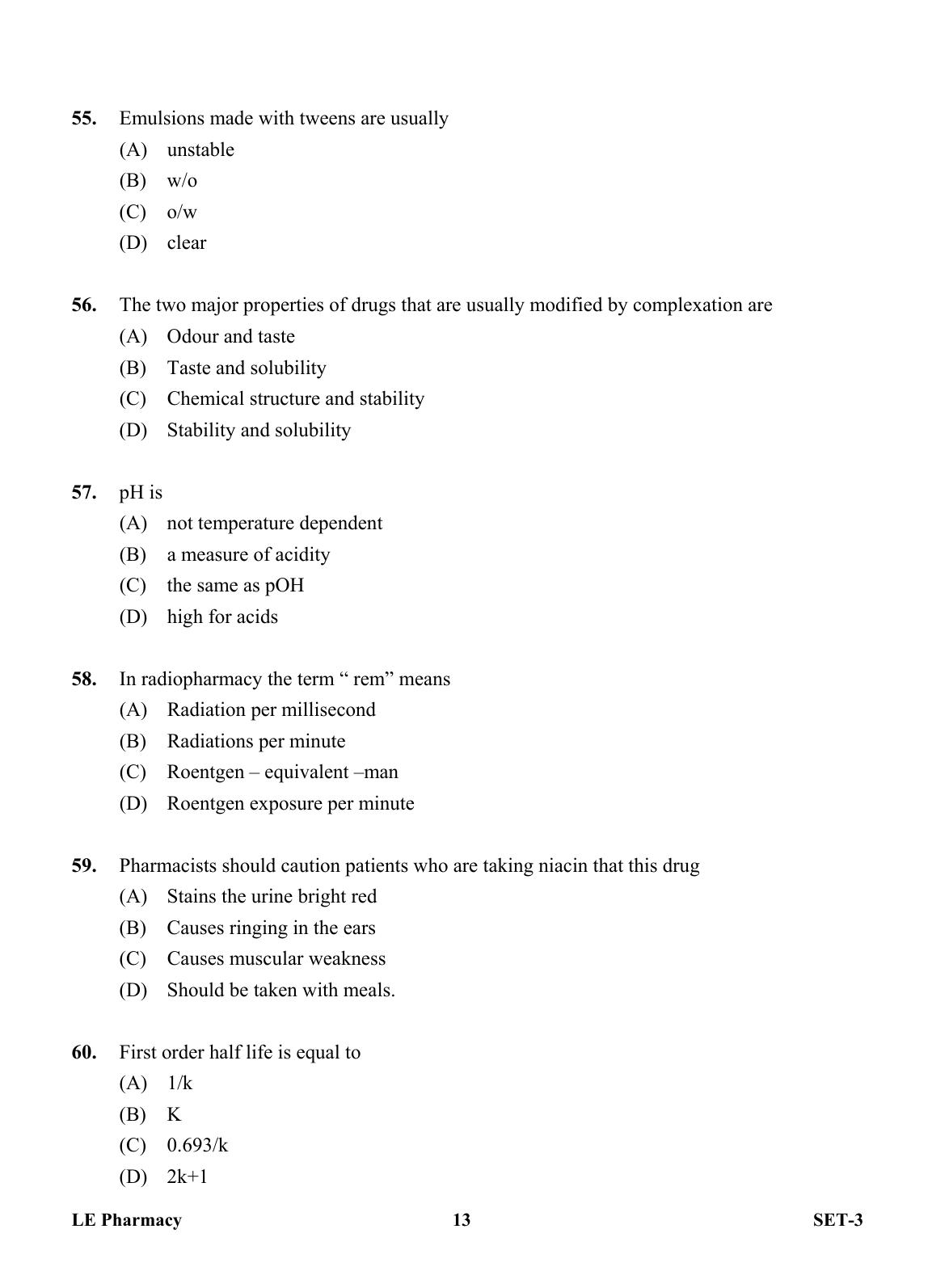 OJEE 2013 LE Pharm Set 3 Question Paper - Page 12