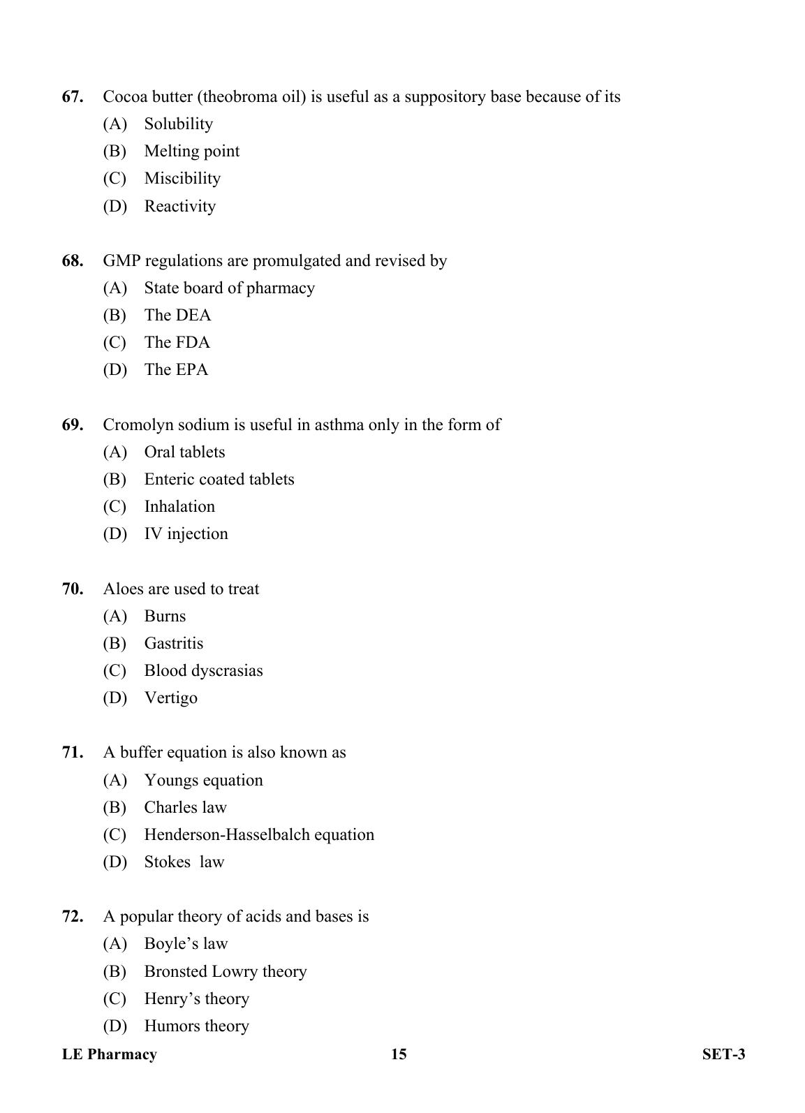 OJEE 2013 LE Pharm Set 3 Question Paper - Page 14