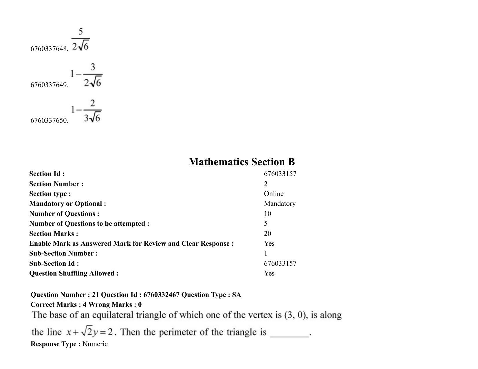 JEE Mains 2021: B PLANNING AND B ARCH (Shift 2) 05-08-2021 Question Paper - Page 15