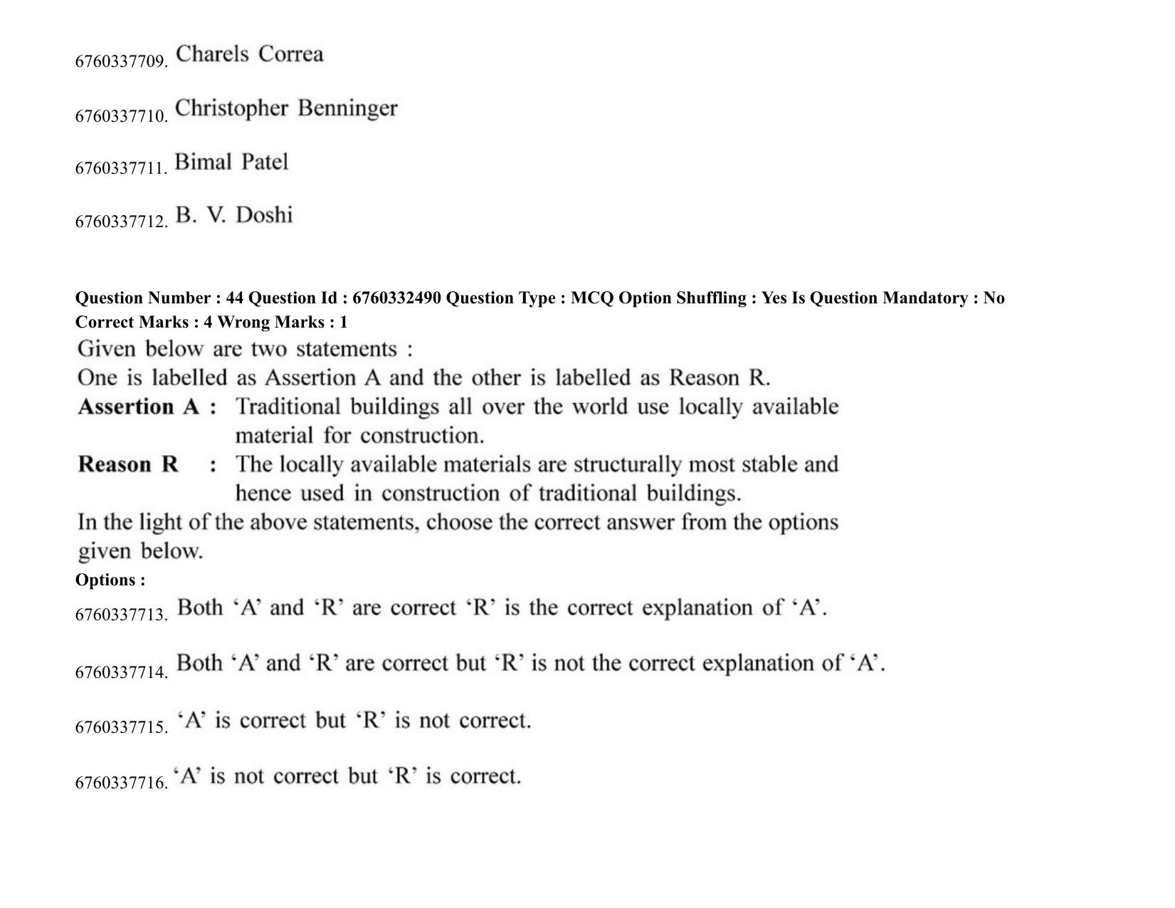 JEE Mains 2021: B PLANNING AND B ARCH (Shift 2) 05-08-2021 Question Paper - Page 27