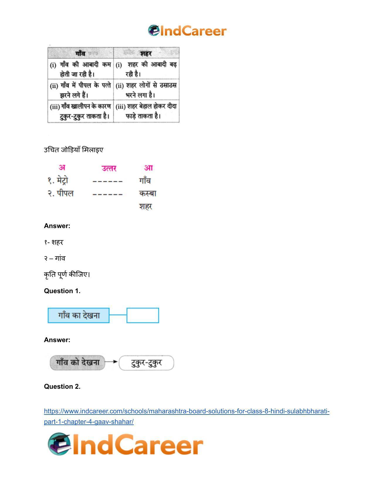 Maharashtra Board Solutions for Class 8- Hindi Sulabhbharati (Part 1): Chapter 4- गाँव-शहर - Page 3