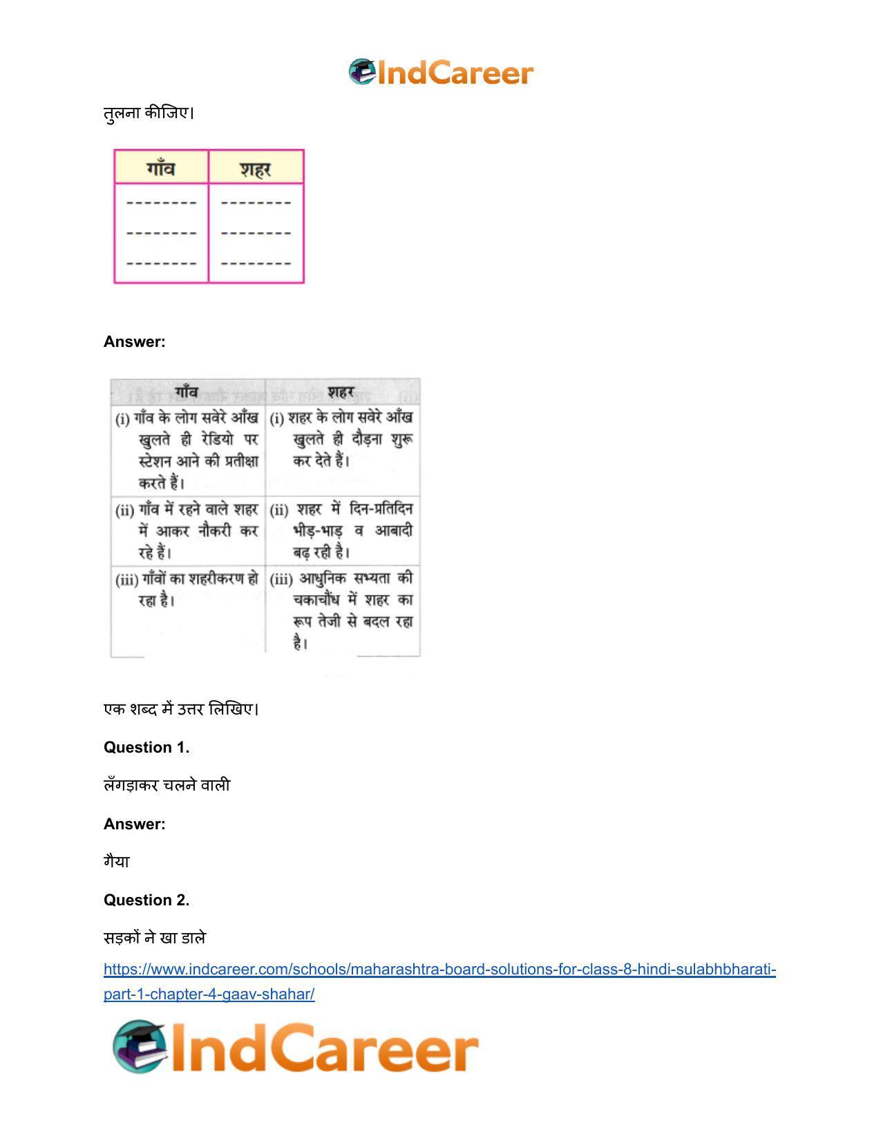 Maharashtra Board Solutions for Class 8- Hindi Sulabhbharati (Part 1): Chapter 4- गाँव-शहर - Page 5