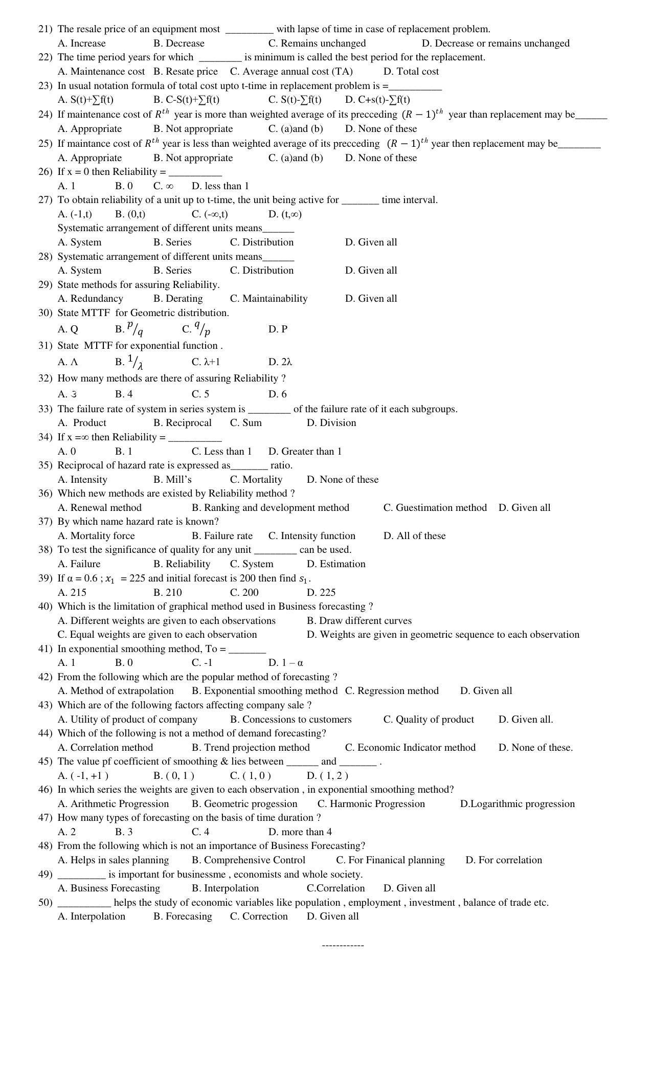 Hemchand North Gujarat University Sample Paper July-Sept 2021: M.Com Sem – III EC - 3.42 : Demography-2 Paper Code : 3797 (Old Course) - Page 2