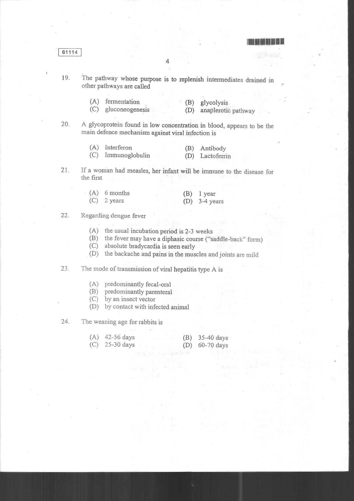 CUSAT CAT 2014 Life Science Question Paper - Page 6