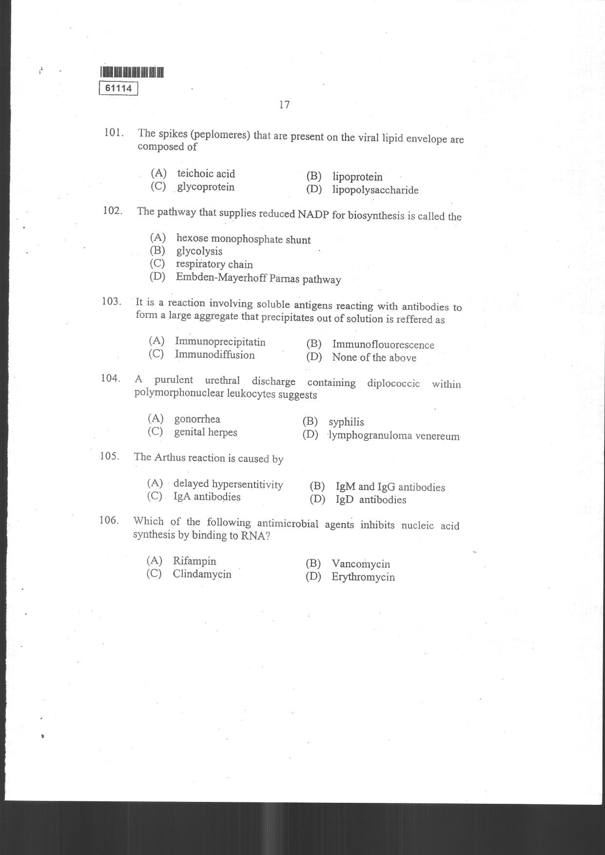 CUSAT CAT 2014 Life Science Question Paper - Page 19