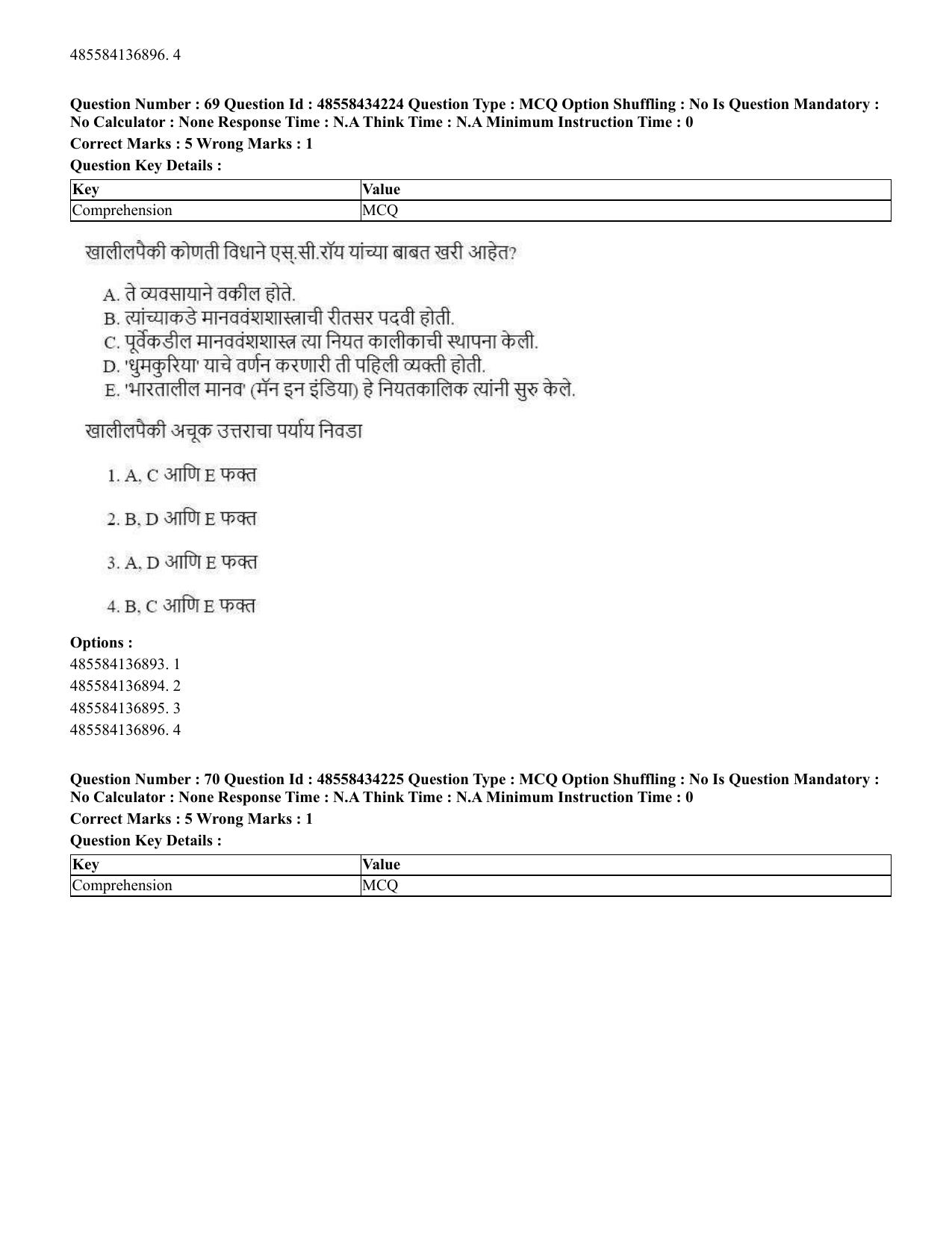 CUET 2023 English Marathi Shift 3 Question Paper - 18 June 2023 - Page 58