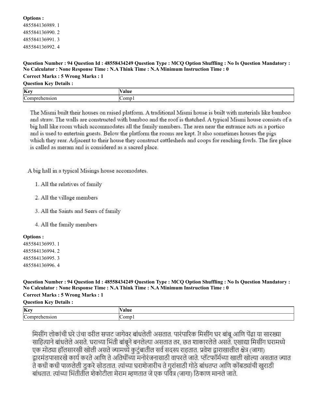 CUET 2023 English Marathi Shift 3 Question Paper - 18 June 2023 - Page 84
