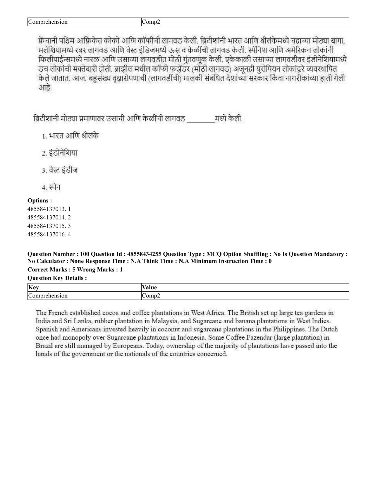CUET 2023 English Marathi Shift 3 Question Paper - 18 June 2023 - Page 91