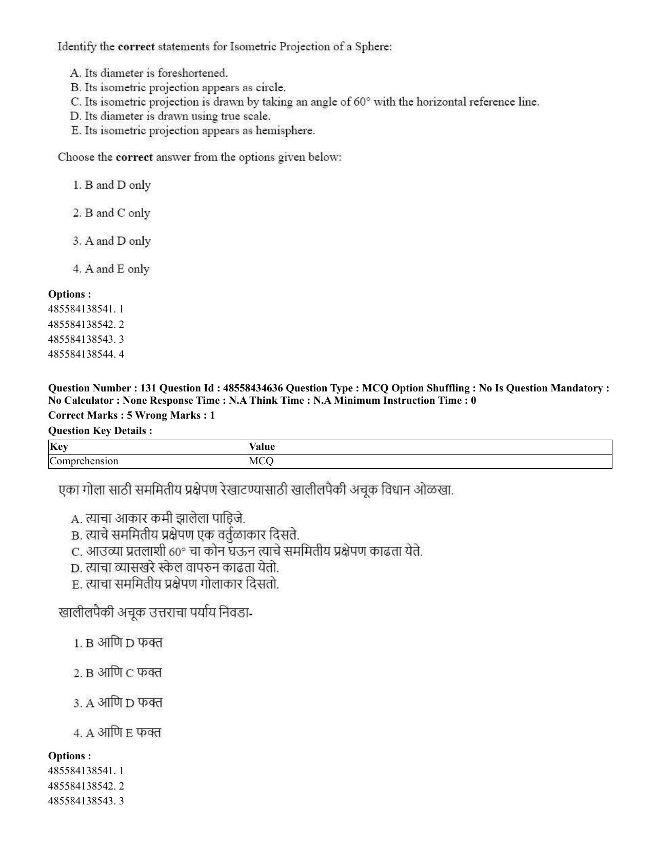 CUET 2023 English Marathi Shift 3 Question Paper - 18 June 2023 - Page 131