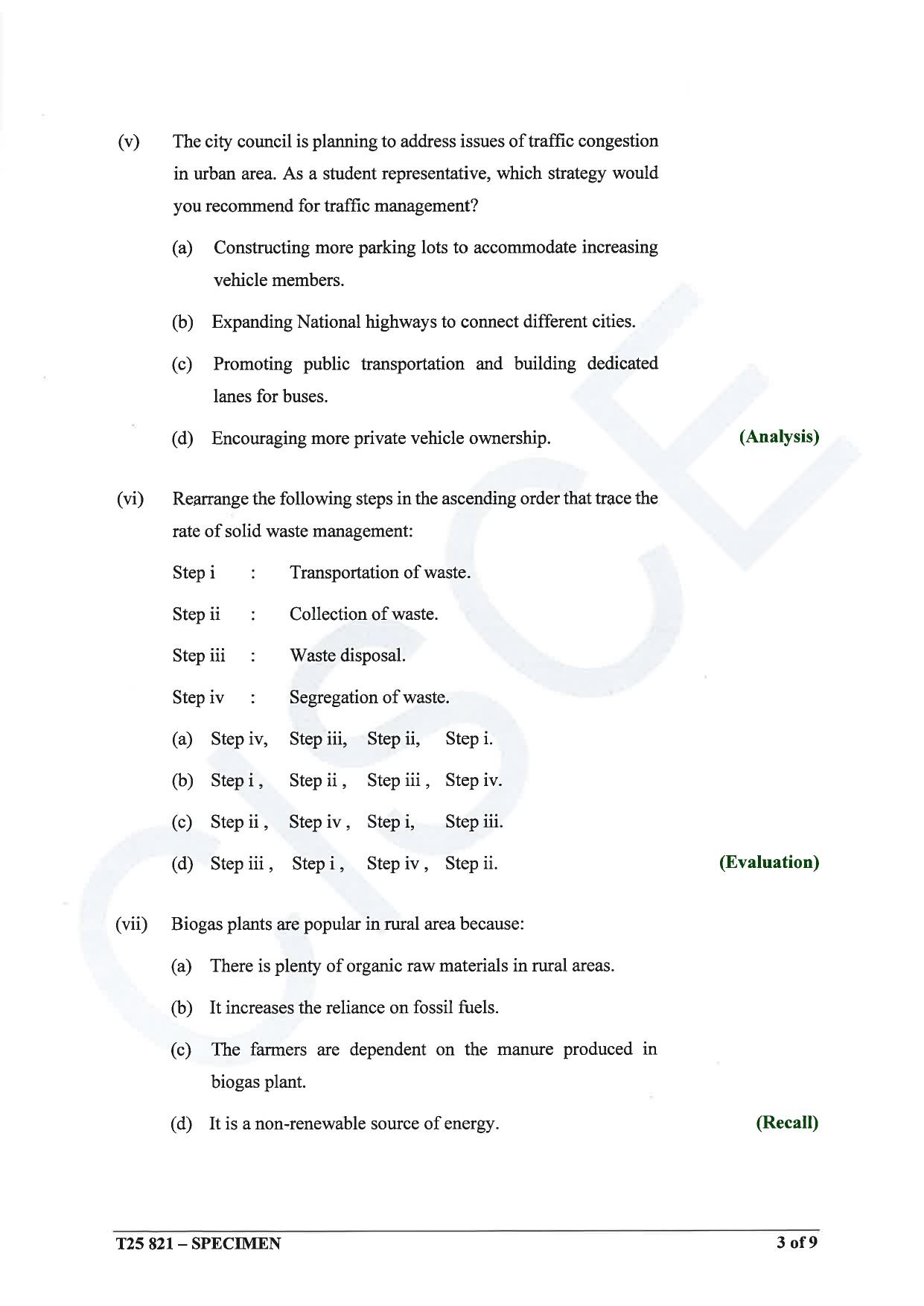 ICSE Class 10 2025 Environmental Science (QP & MS) Specimen Paper - Page 3