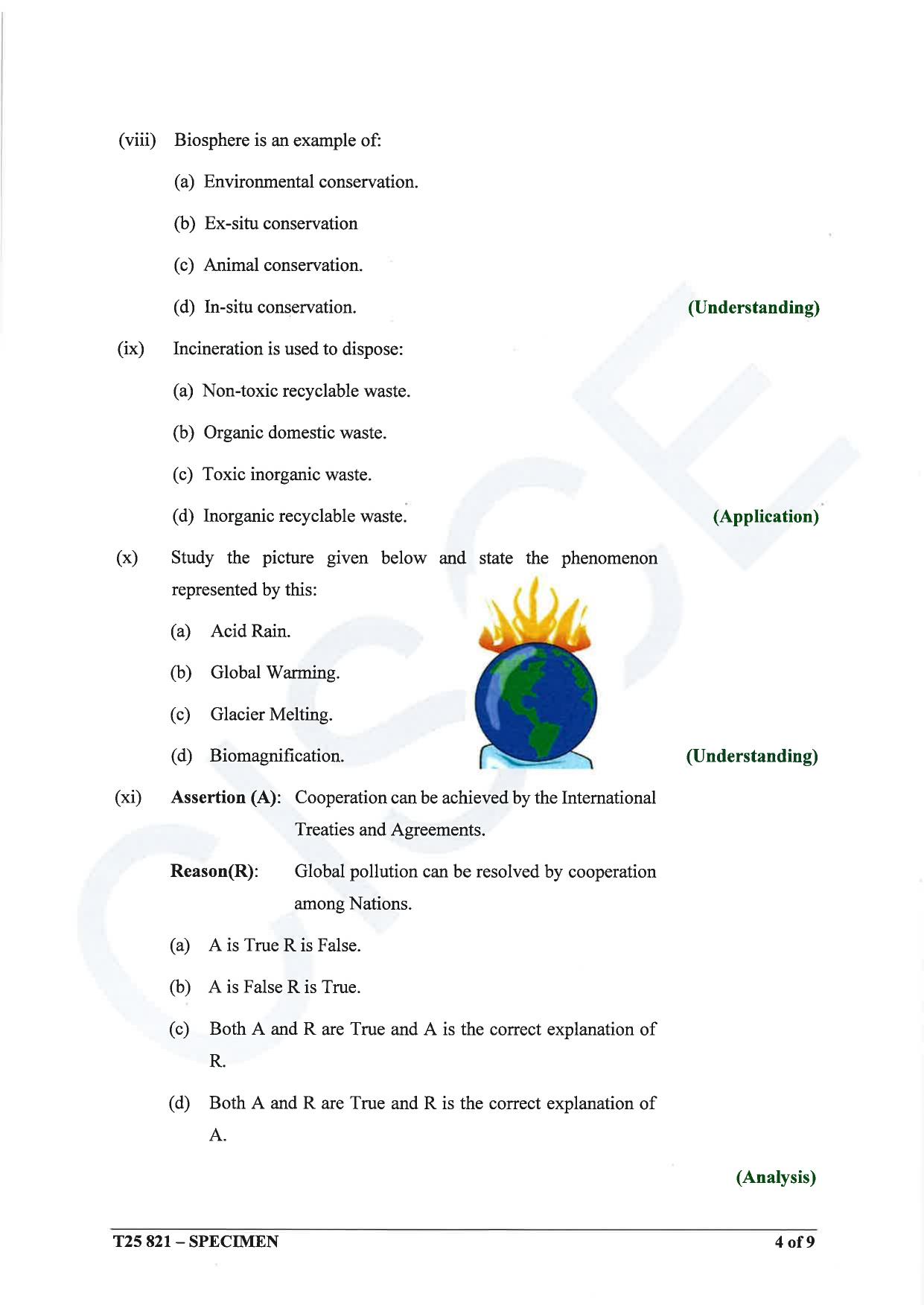 ICSE Class 10 2025 Environmental Science (QP & MS) Specimen Paper - Page 4