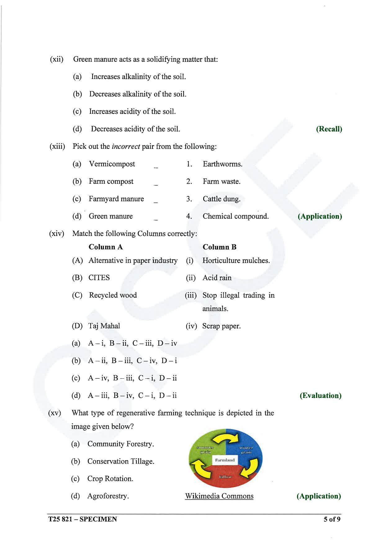 ICSE Class 10 2025 Environmental Science (QP & MS) Specimen Paper - Page 5