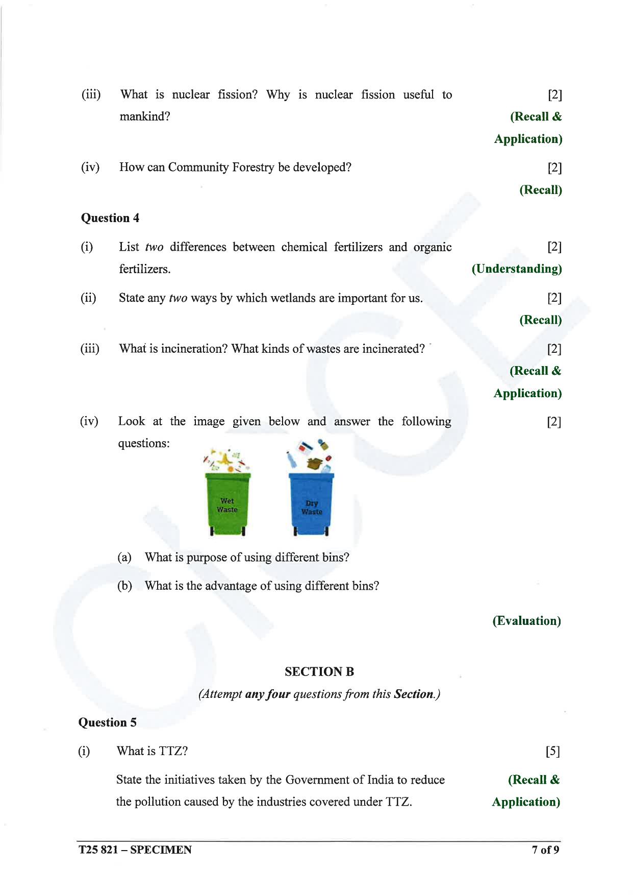 ICSE Class 10 2025 Environmental Science (QP & MS) Specimen Paper - Page 7