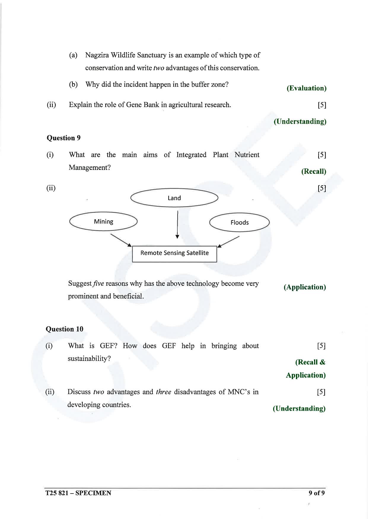 ICSE Class 10 2025 Environmental Science (QP & MS) Specimen Paper - Page 9