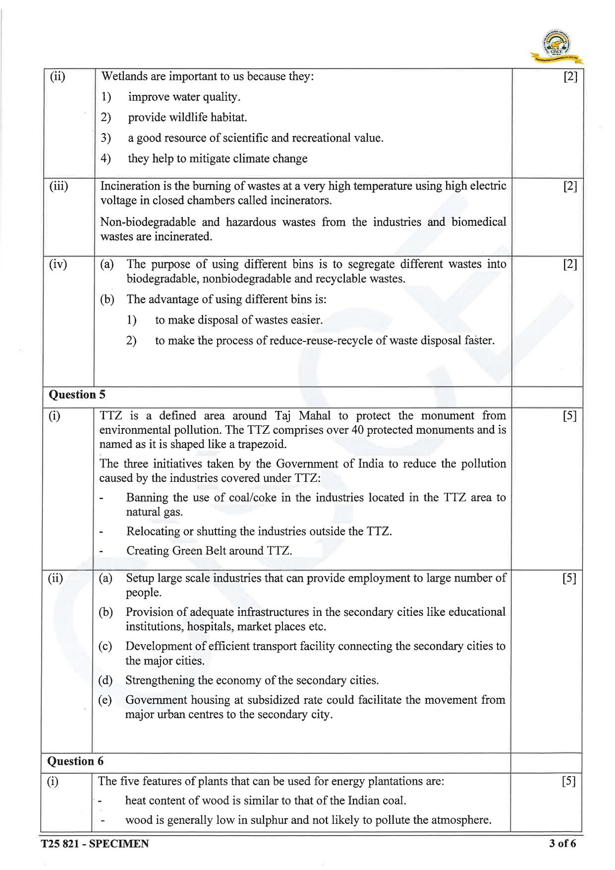 ICSE Class 10 2025 Environmental Science (QP & MS) Specimen Paper - Page 12