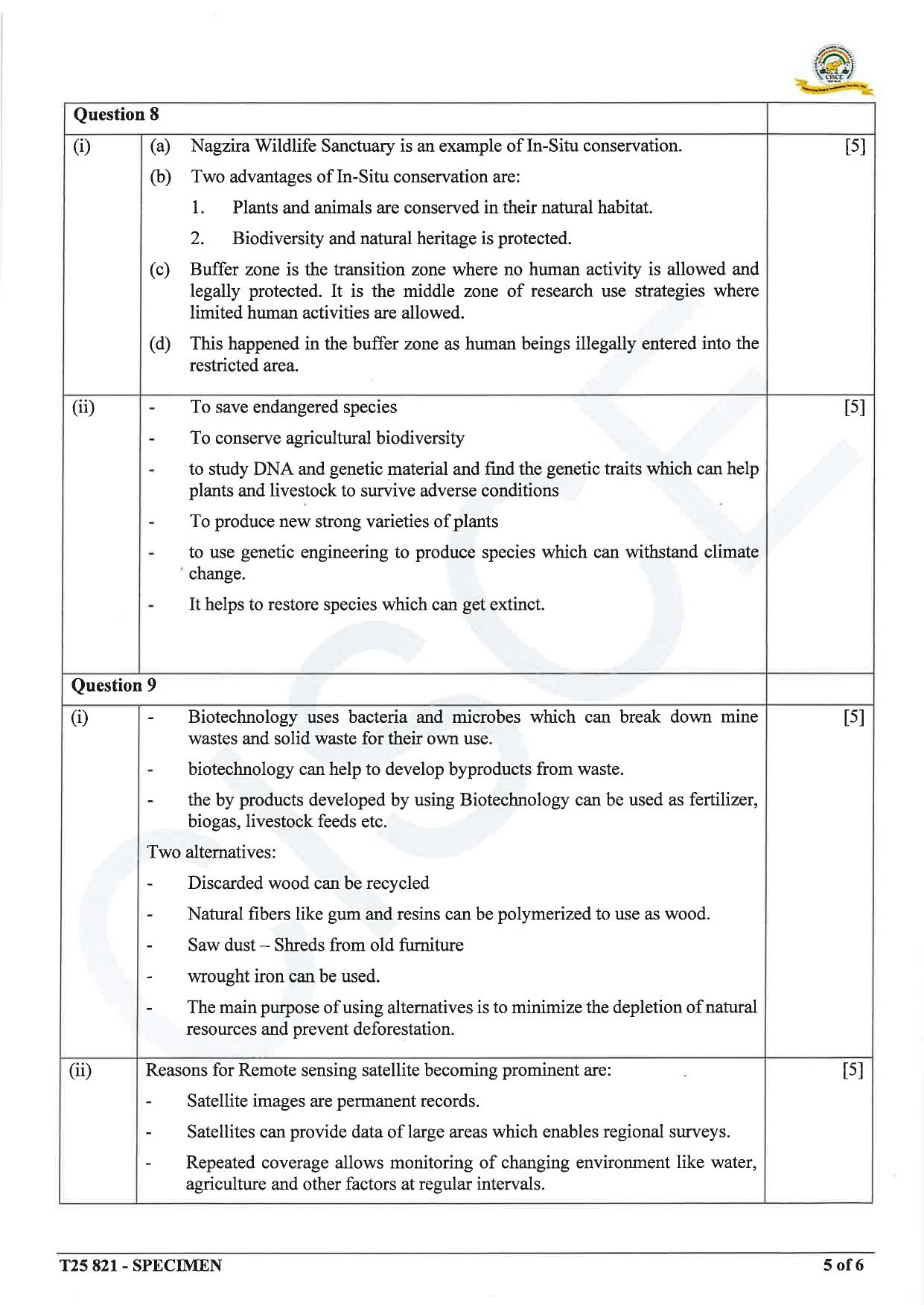 ICSE Class 10 2025 Environmental Science (QP & MS) Specimen Paper - Page 14