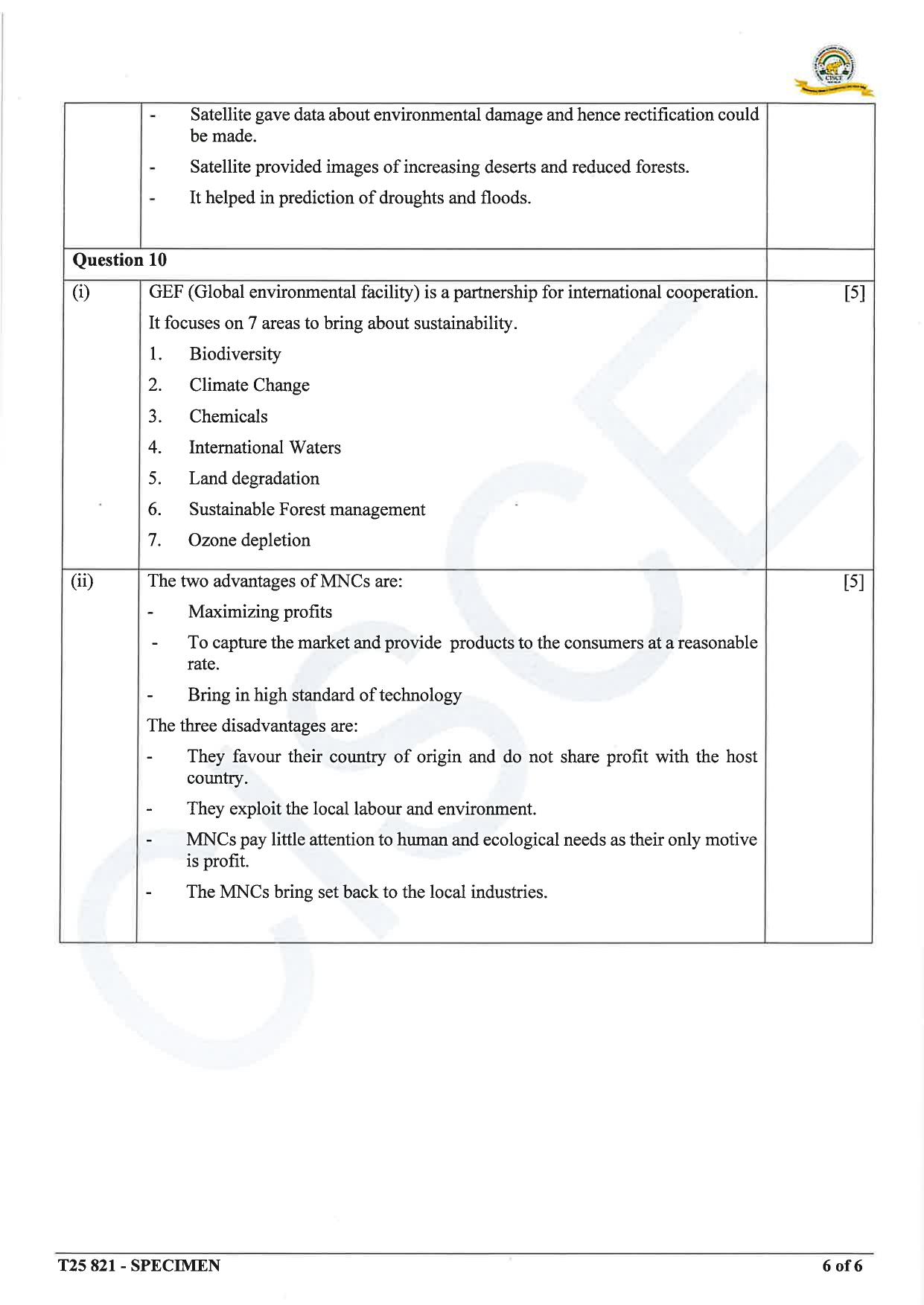 ICSE Class 10 2025 Environmental Science (QP & MS) Specimen Paper - Page 15