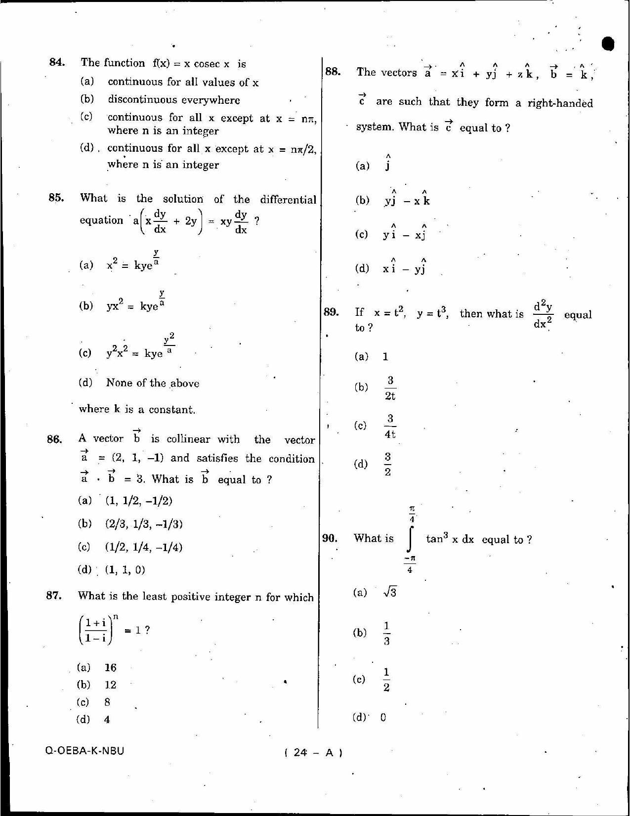 SCERT Assam 2010 General Maths D.El.Ed PET Previous Question Paper - Page 24