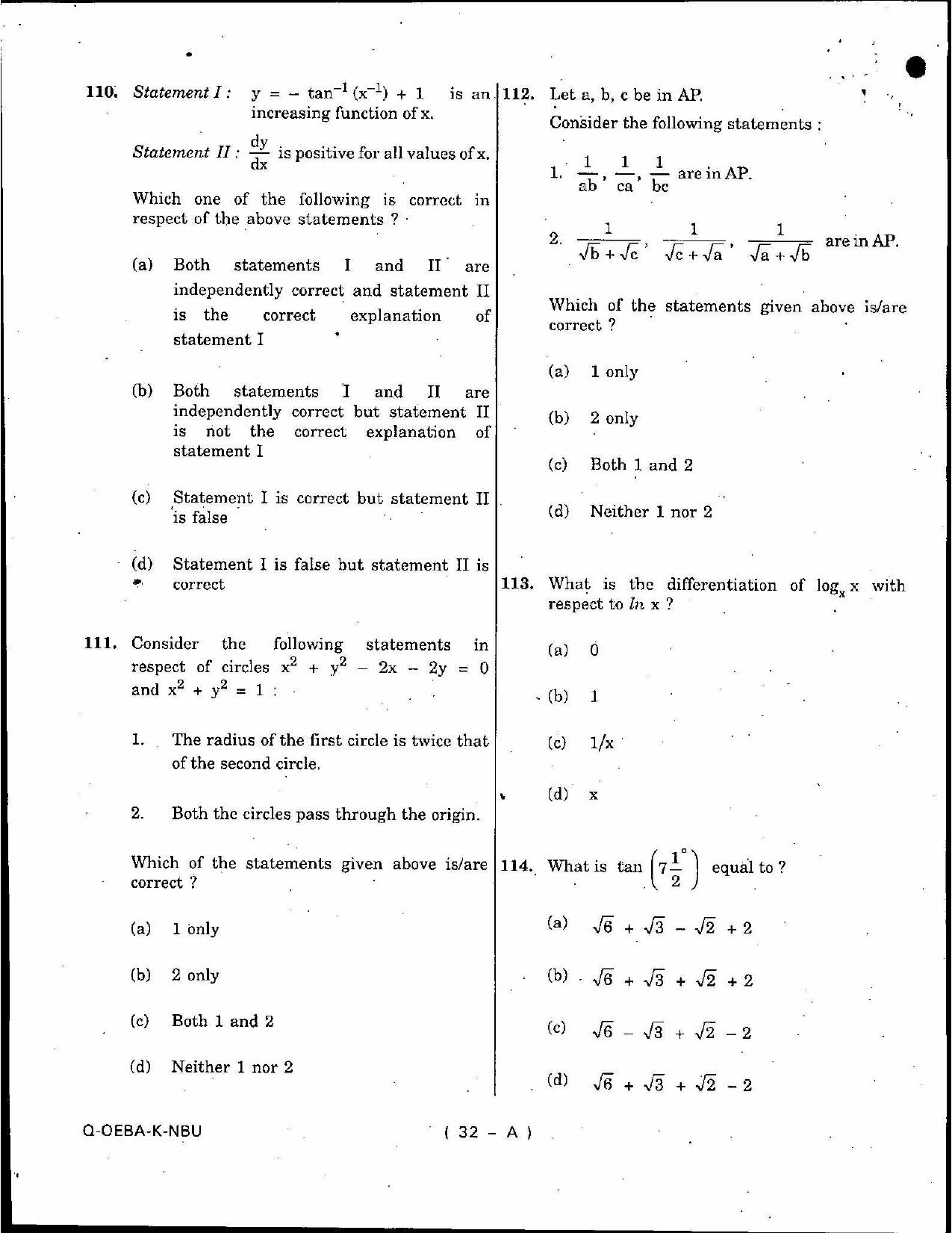 SCERT Assam 2010 General Maths D.El.Ed PET Previous Question Paper - Page 32