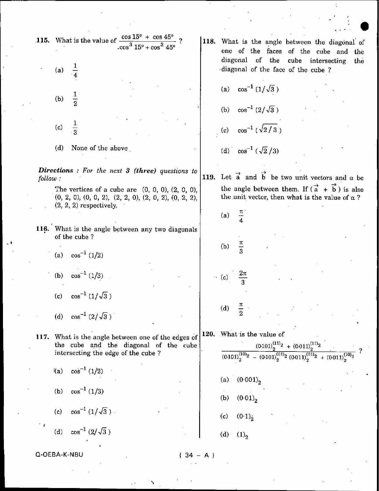 SCERT Assam 2010 General Maths D.El.Ed PET Previous Question Paper - Page 34
