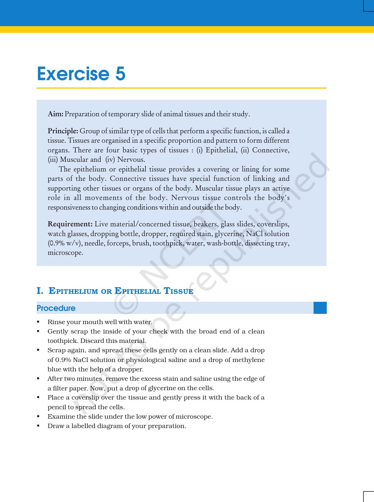 NCERT Laboratory Manuals for Class XI Biology - Exercise 5 - Page 1