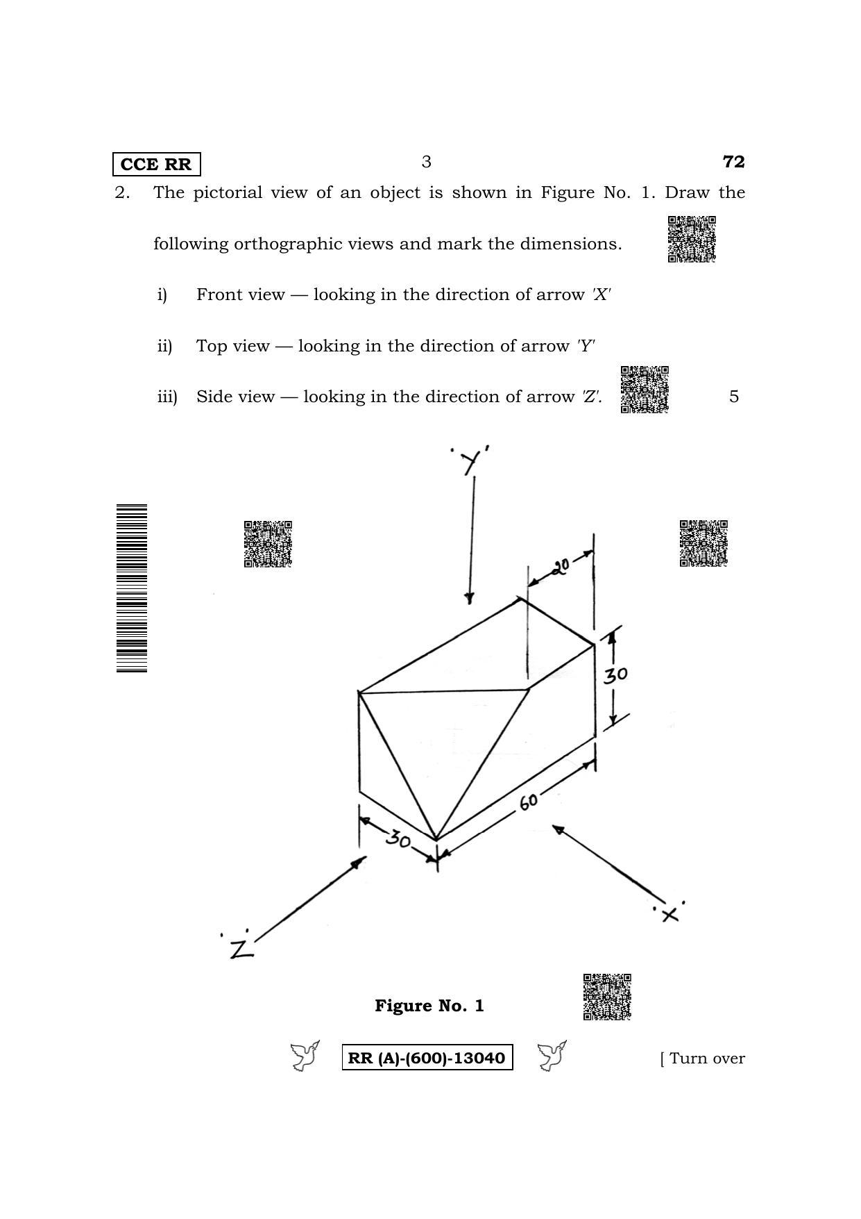 Karnataka SSLC Engineering Graphics (Supplementary) Question Paper 2022 (A Version) - Page 3