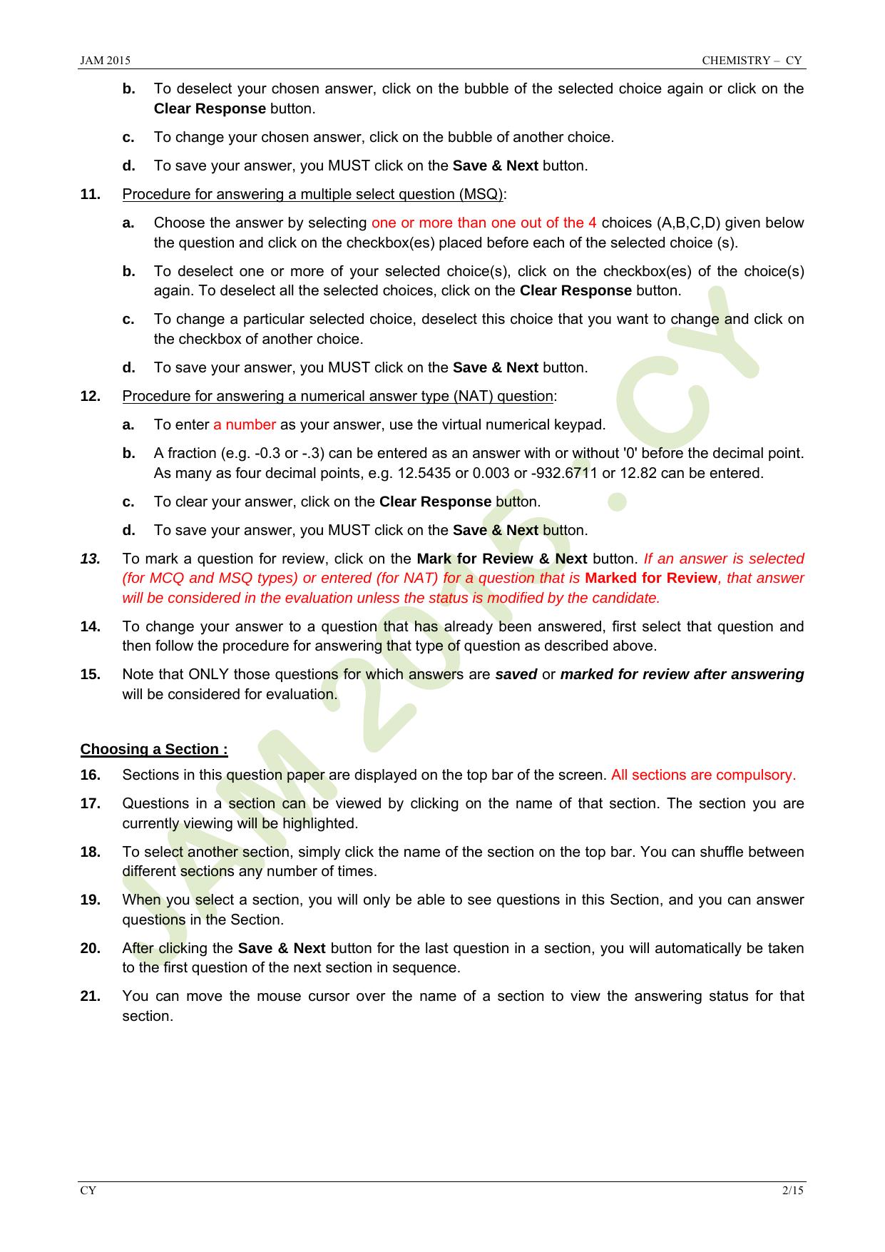 JAM 2015: CY Question Paper - Page 2