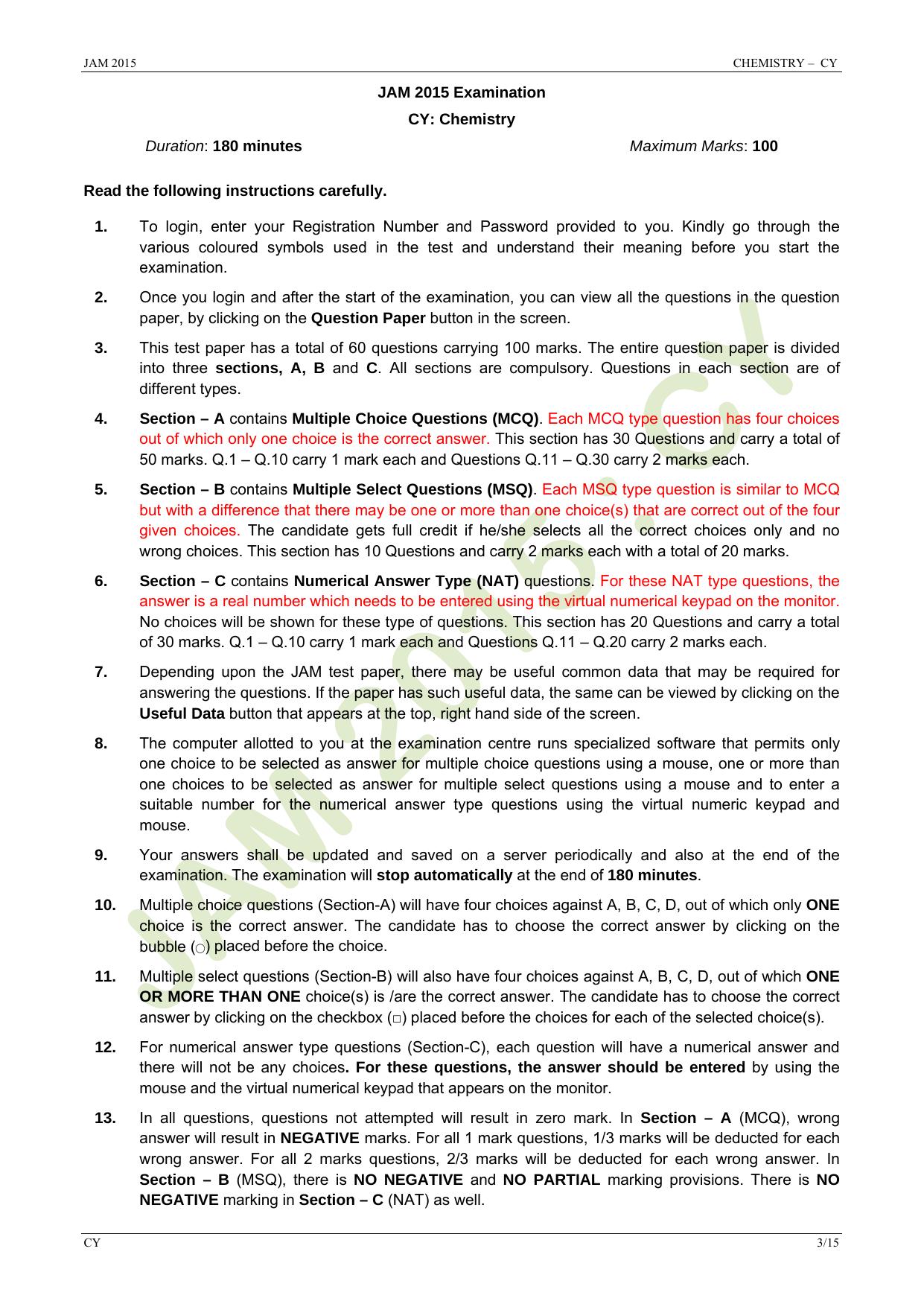 JAM 2015: CY Question Paper - Page 3