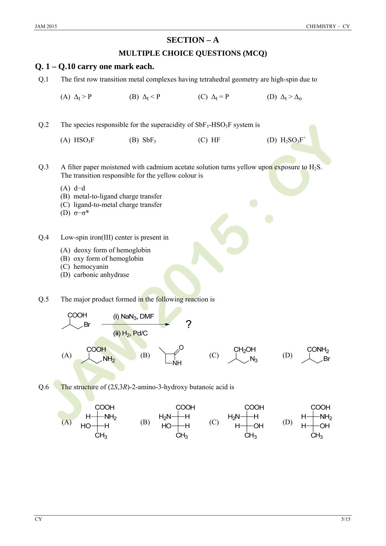 JAM 2015: CY Question Paper - Page 5