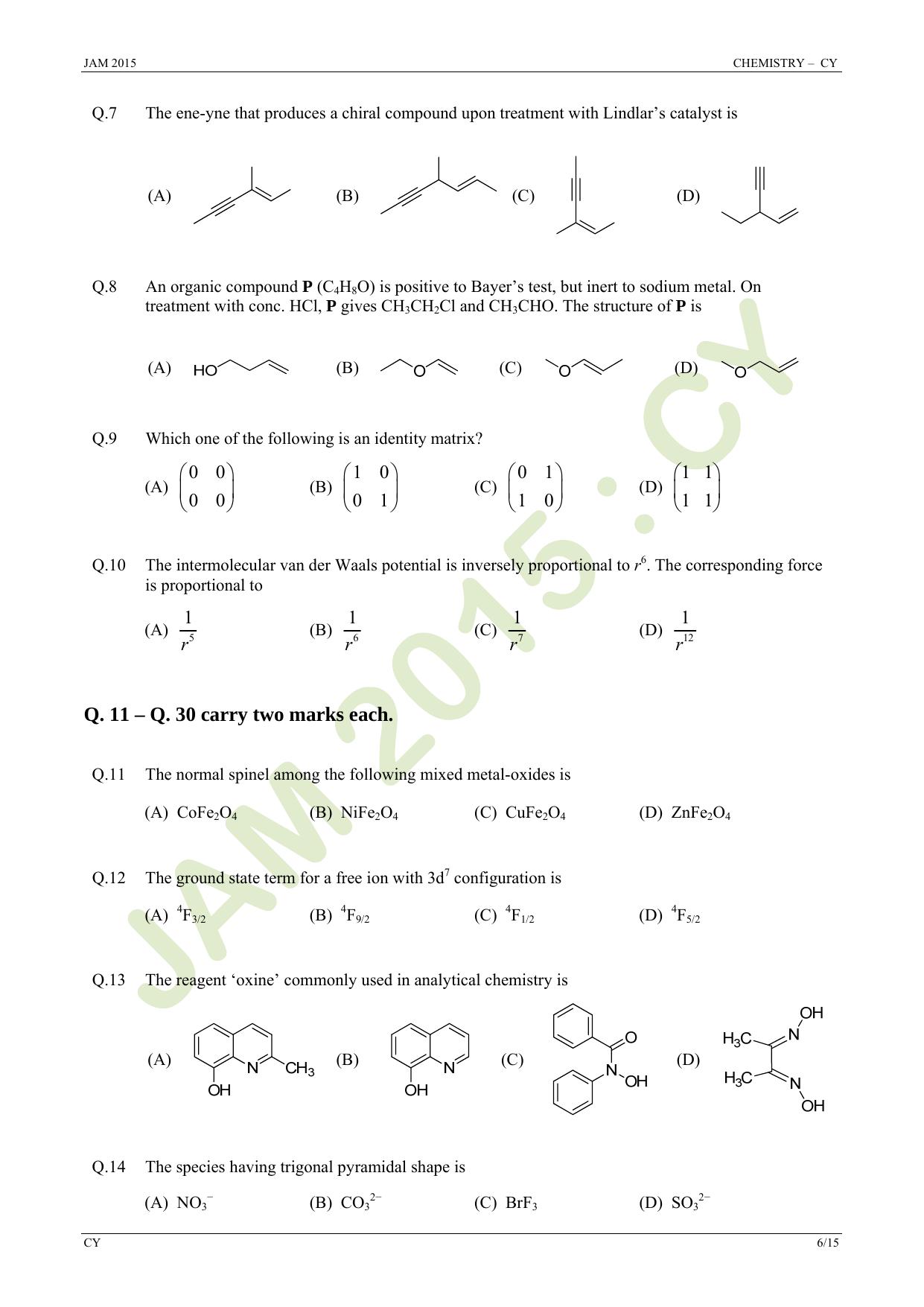 JAM 2015: CY Question Paper - Page 6