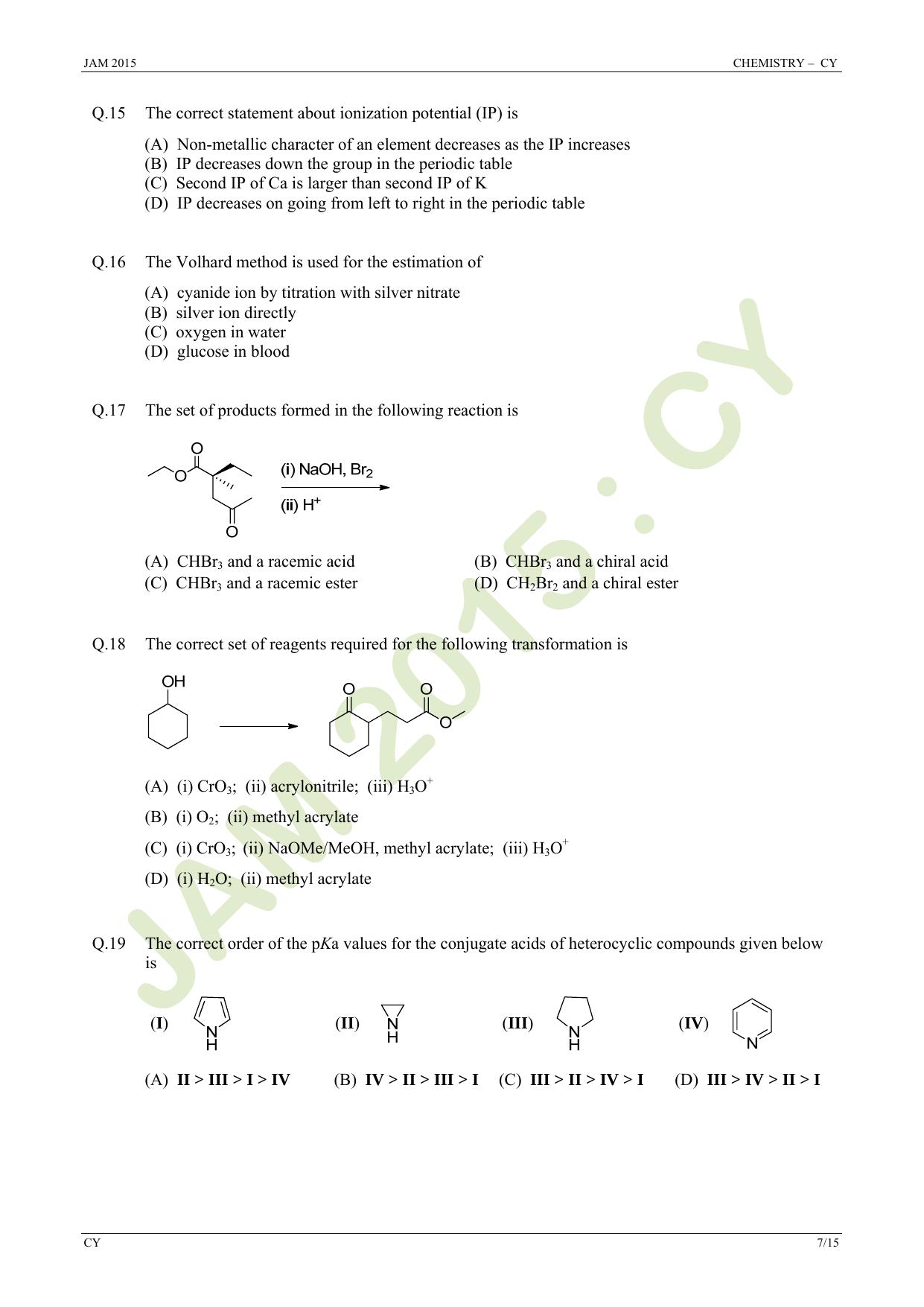 JAM 2015: CY Question Paper - Page 7