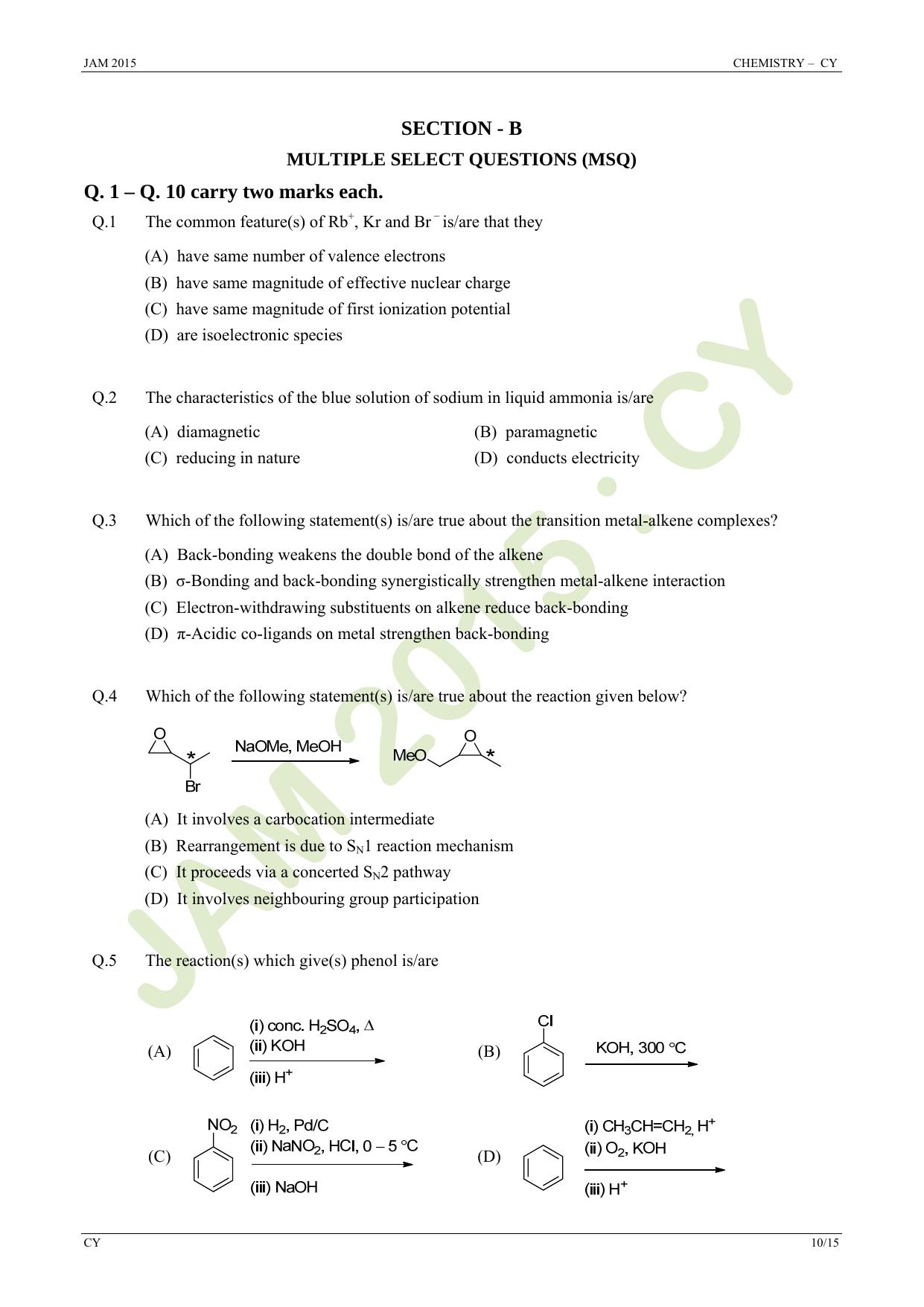 JAM 2015: CY Question Paper - Page 10