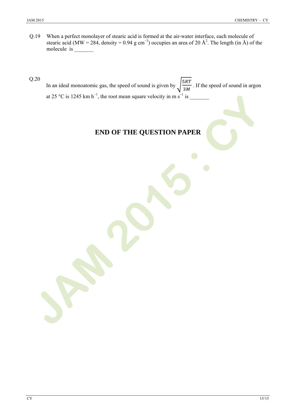 JAM 2015: CY Question Paper - Page 15