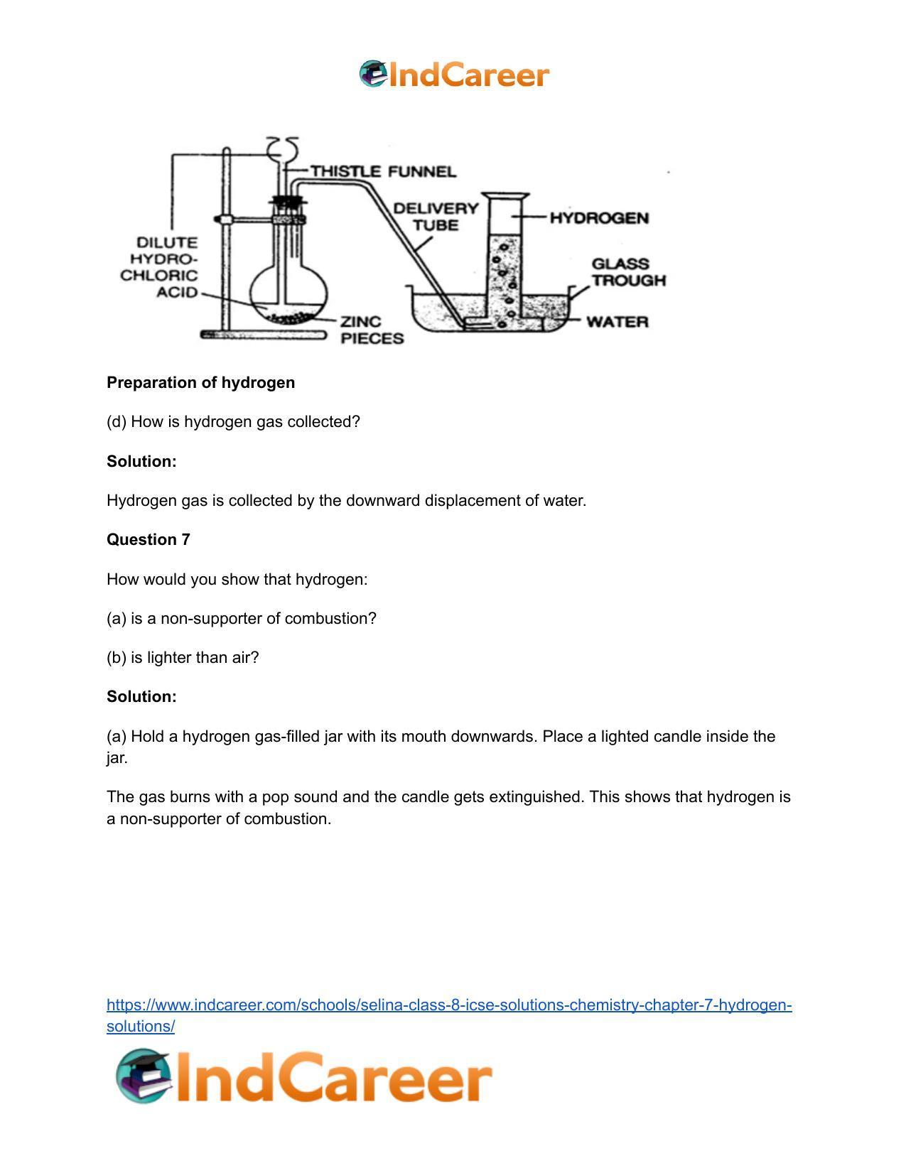 Selina Class 8 ICSE Solutions Chemistry : Chapter 7- Hydrogen Solutions - Page 6