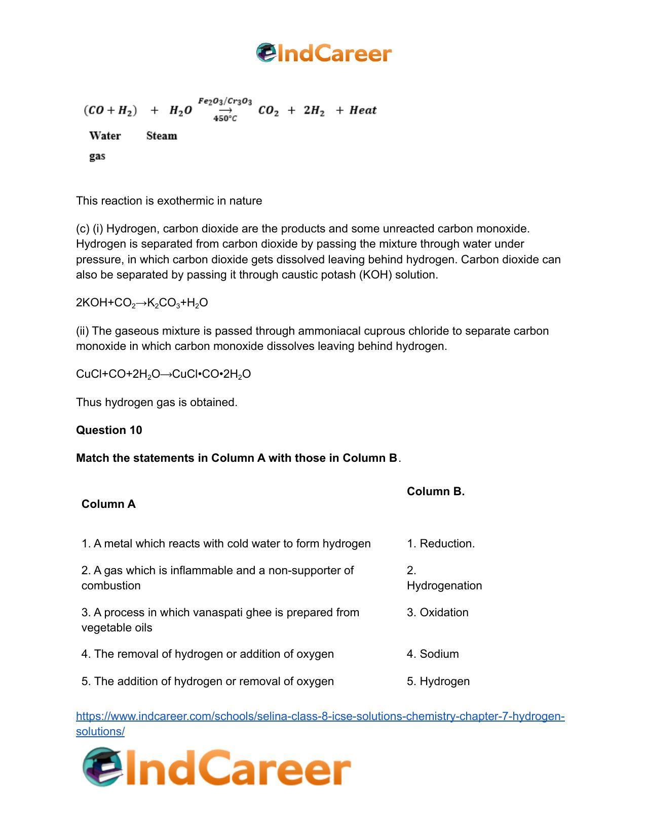 Selina Class 8 ICSE Solutions Chemistry : Chapter 7- Hydrogen Solutions - Page 9