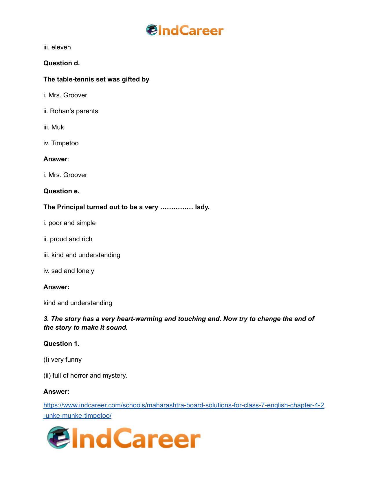Maharashtra Board Solutions for Class 7- English: Chapter 4.2- Unke Munke Timpetoo - Page 5