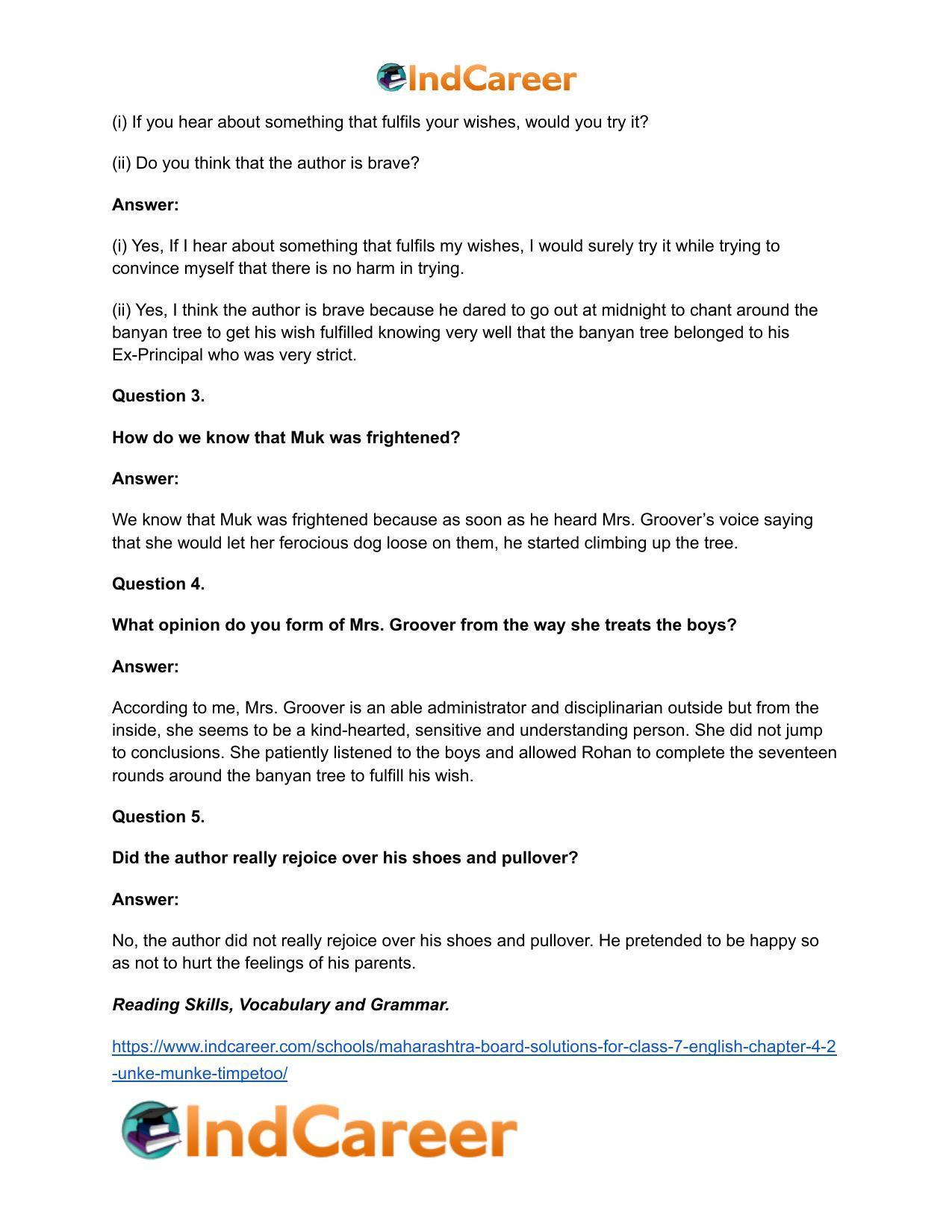 Maharashtra Board Solutions for Class 7- English: Chapter 4.2- Unke Munke Timpetoo - Page 9