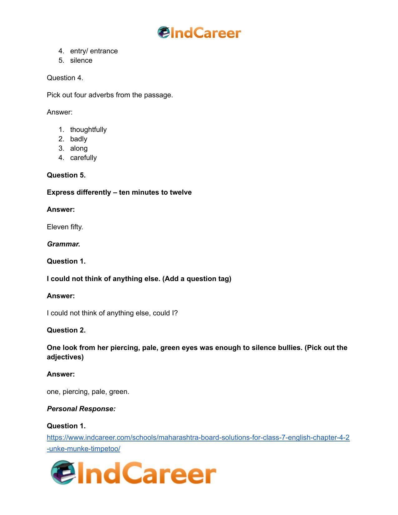 Maharashtra Board Solutions for Class 7- English: Chapter 4.2- Unke Munke Timpetoo - Page 12