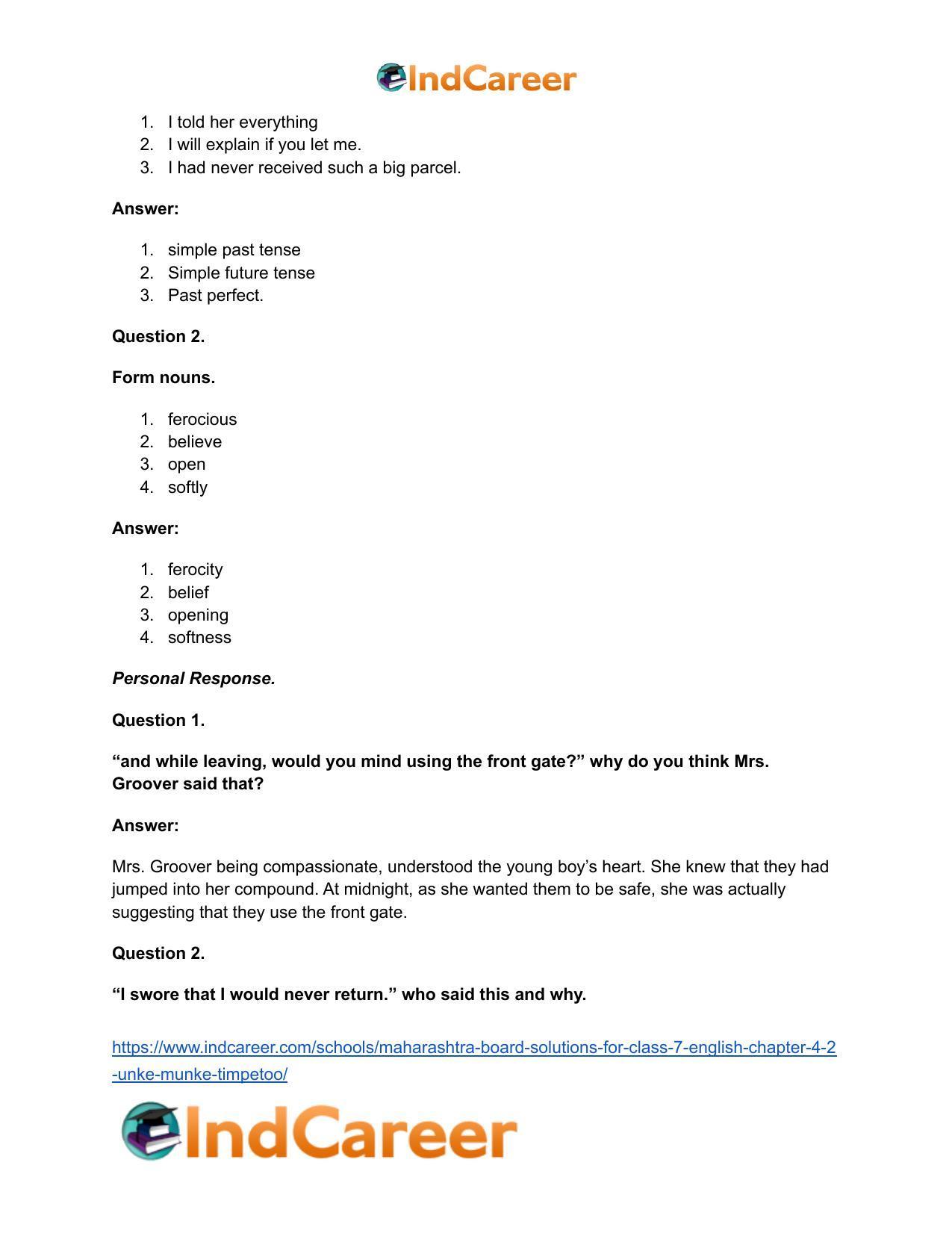 Maharashtra Board Solutions for Class 7- English: Chapter 4.2- Unke Munke Timpetoo - Page 15