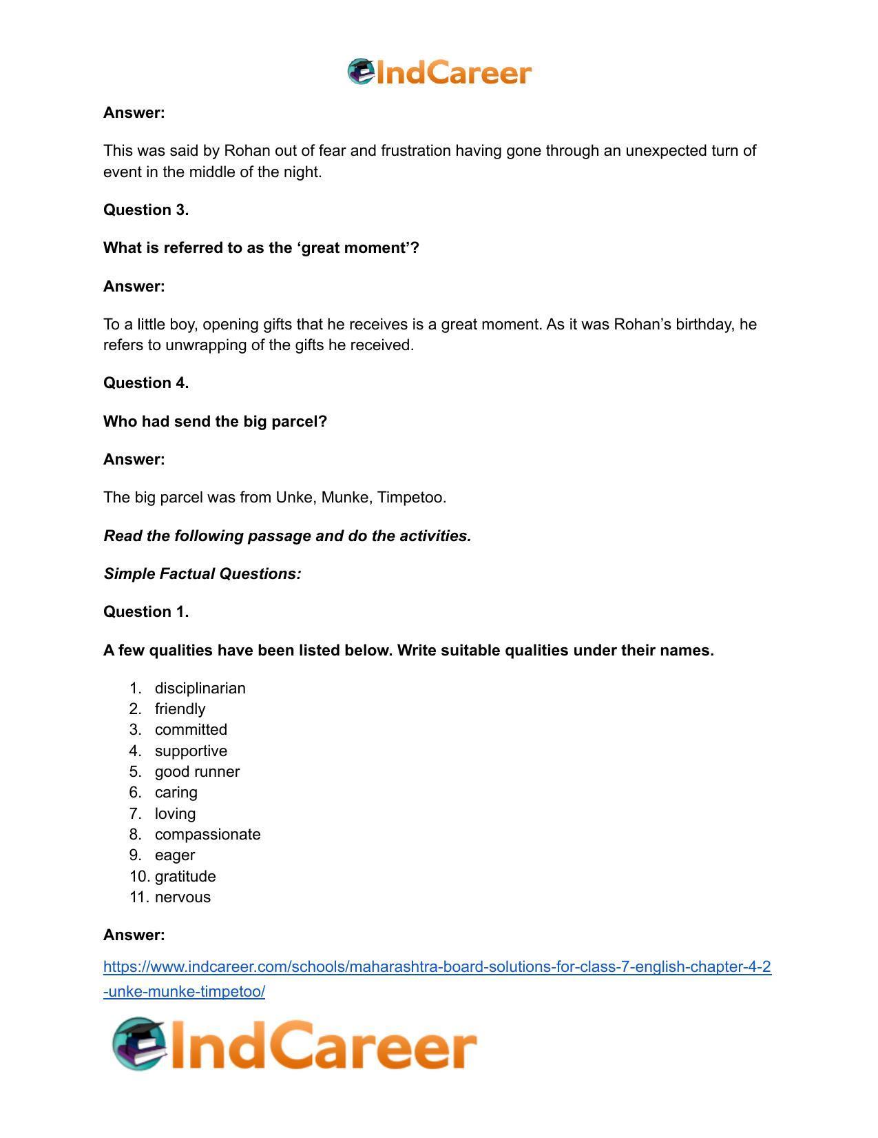 Maharashtra Board Solutions for Class 7- English: Chapter 4.2- Unke Munke Timpetoo - Page 16