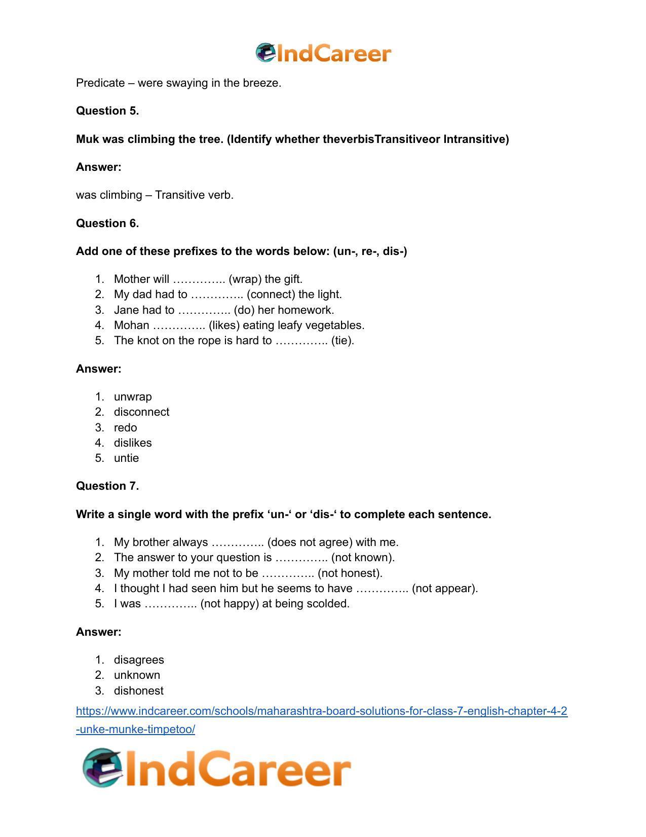 Maharashtra Board Solutions for Class 7- English: Chapter 4.2- Unke Munke Timpetoo - Page 22