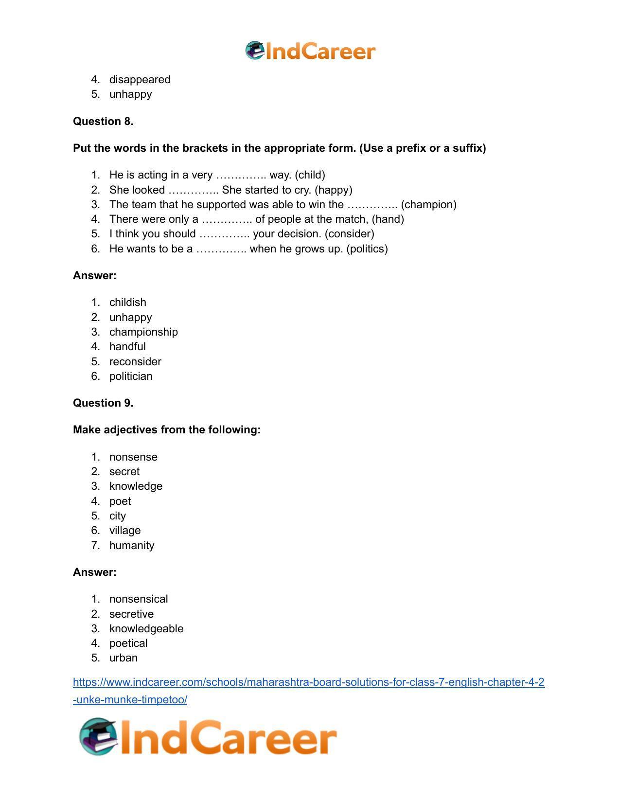 Maharashtra Board Solutions for Class 7- English: Chapter 4.2- Unke Munke Timpetoo - Page 23