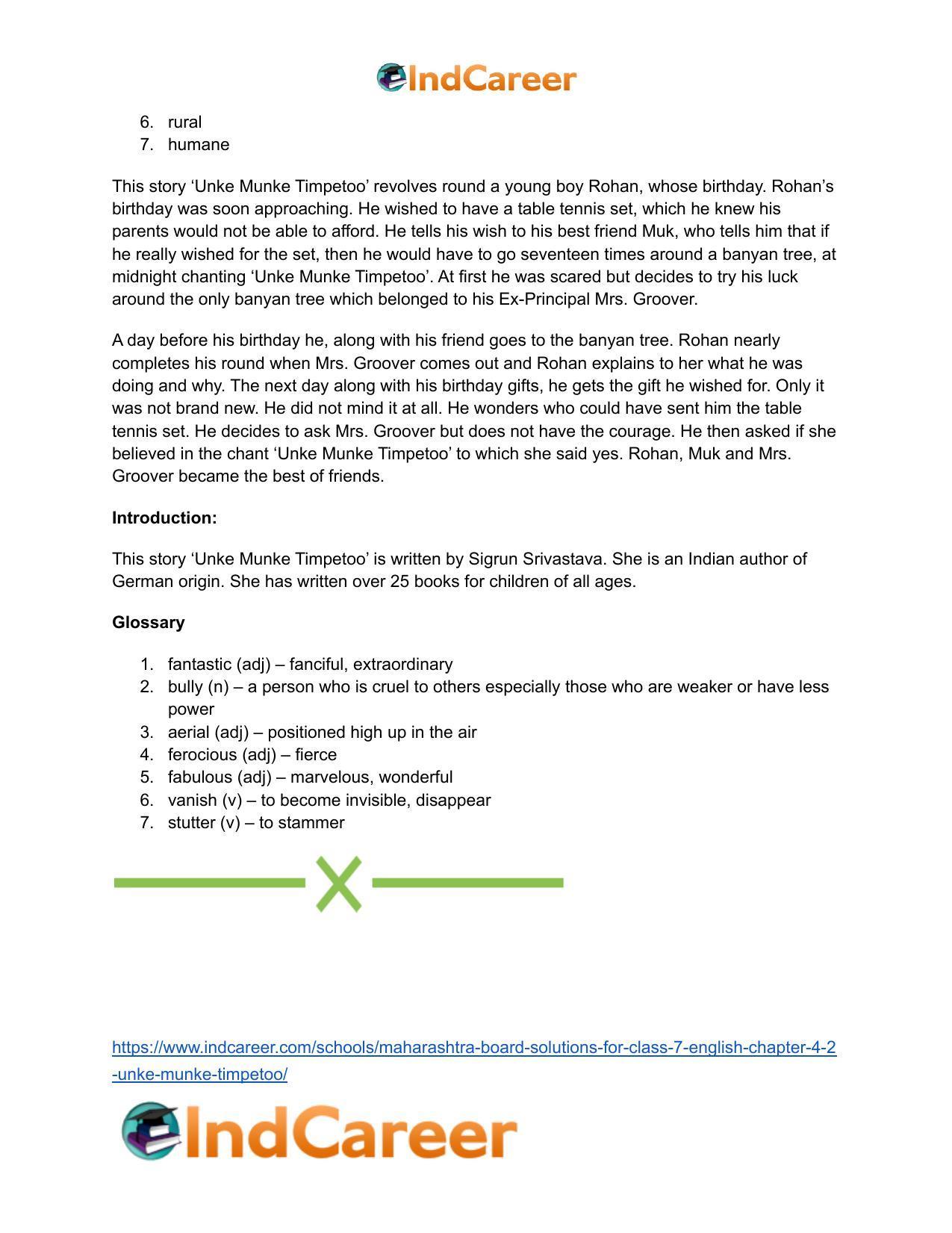 Maharashtra Board Solutions for Class 7- English: Chapter 4.2- Unke Munke Timpetoo - Page 24
