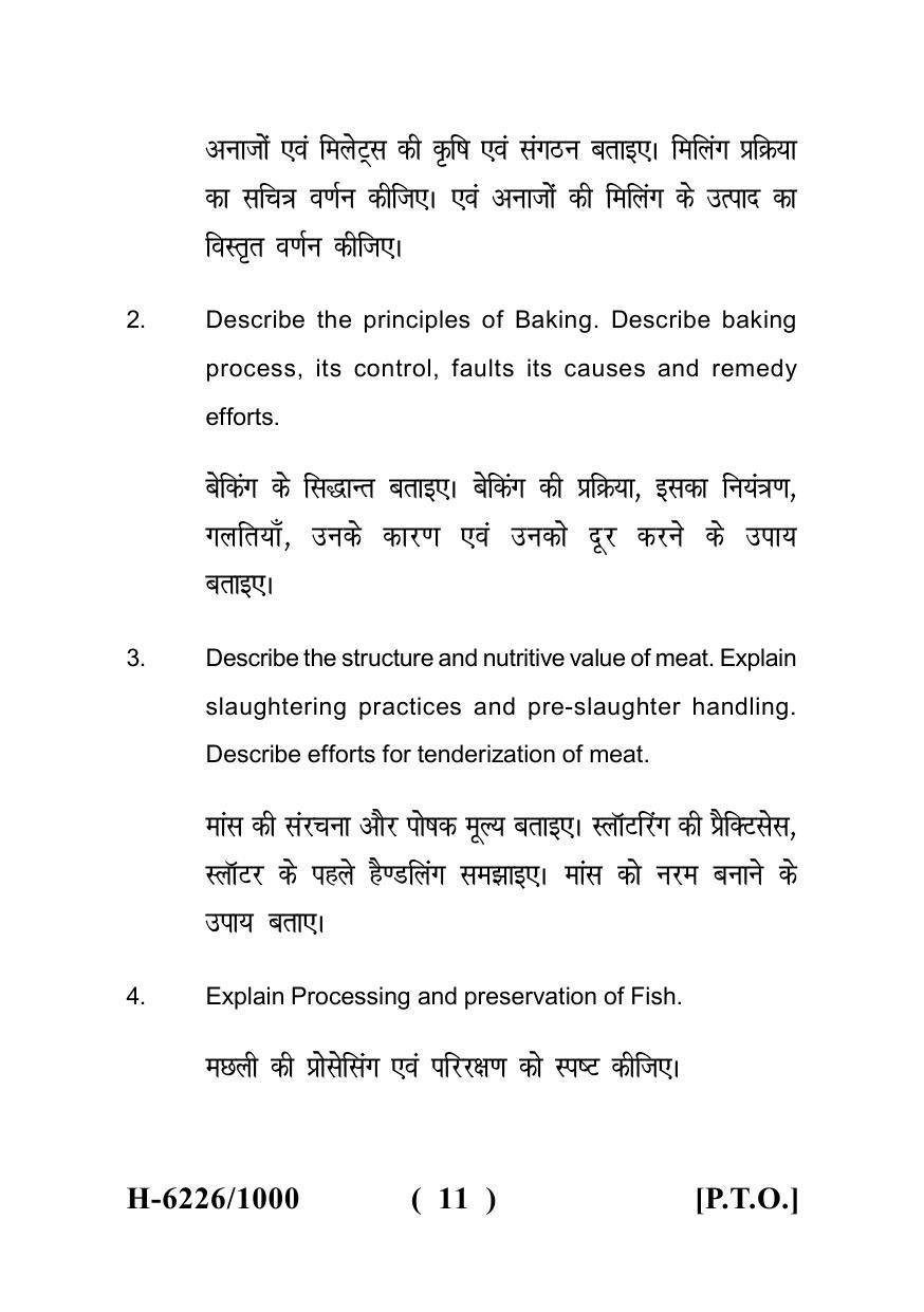 Sarguja University Question Paper July-2022 :  M.Sc. In Home Science (Food & Nutrition)(Second Sem.) Food Processing- I Paper 1 - Page 11
