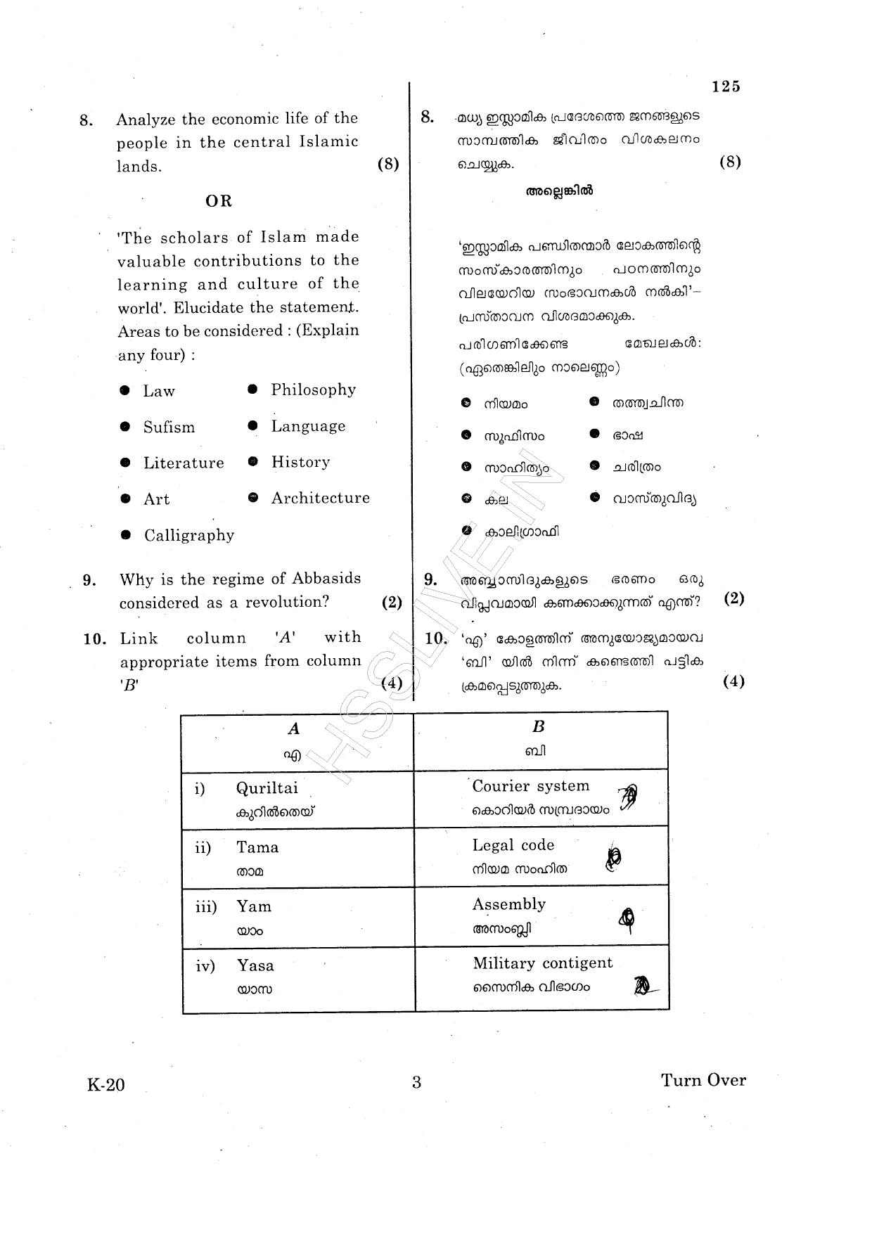 Kerala Plus One 2015 History Improvement Question Paper - Page 3