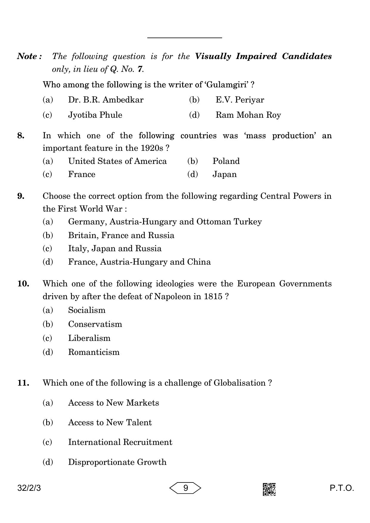 CBSE Class 10 32-2-3 Social Science 2023 Question Paper - Page 9