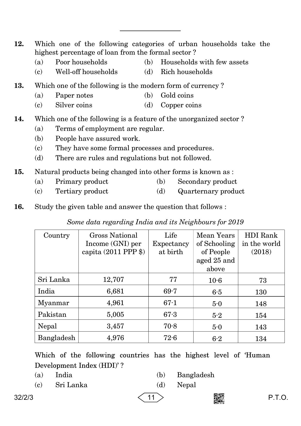 CBSE Class 10 32-2-3 Social Science 2023 Question Paper - Page 11
