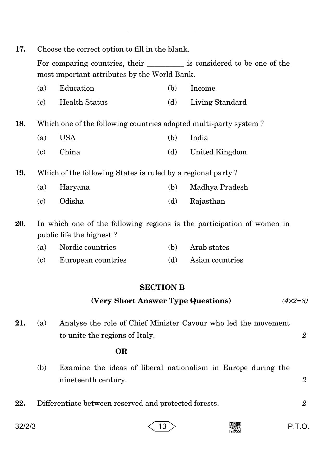 CBSE Class 10 32-2-3 Social Science 2023 Question Paper - Page 13